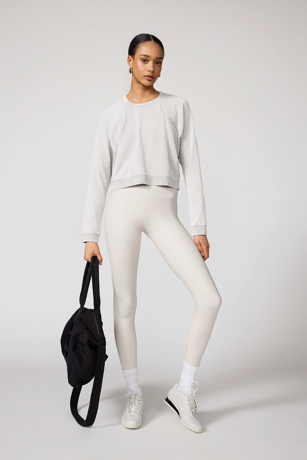Rhythm Cropped Crew Neck Long Sleeve Distressed