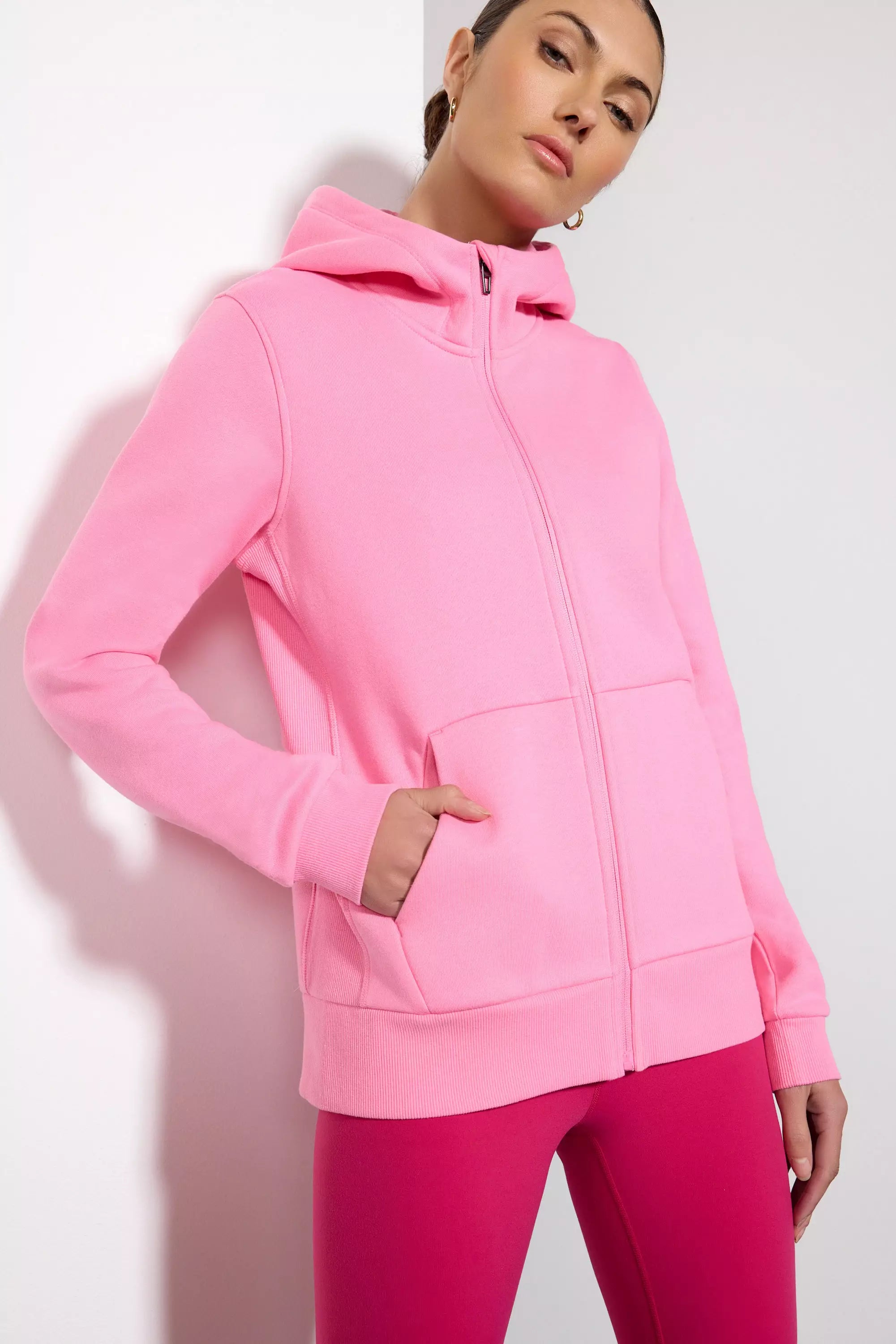 Comfort Fleece Zip-Up Hoodie - Sachet Pink