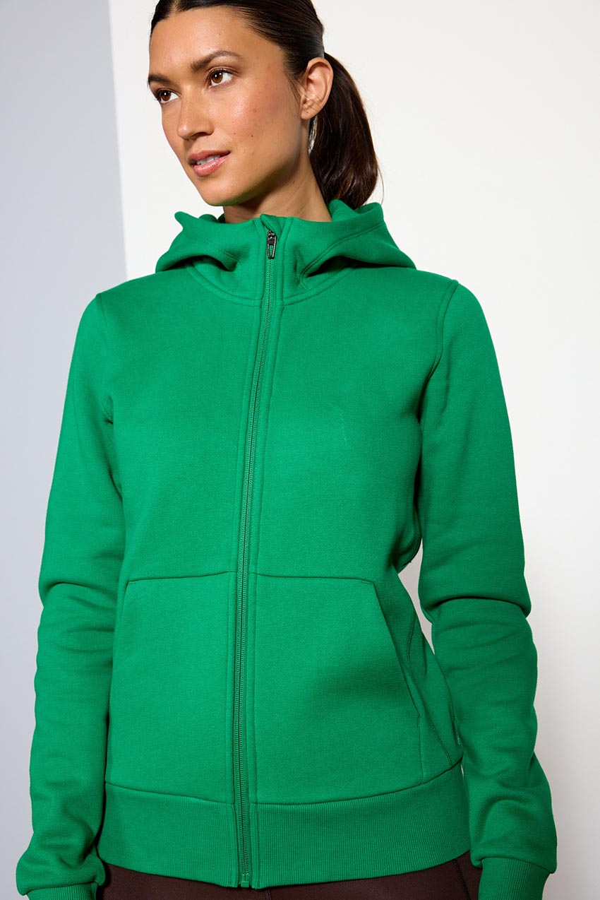 Dark green zip 2024 up hoodie womens