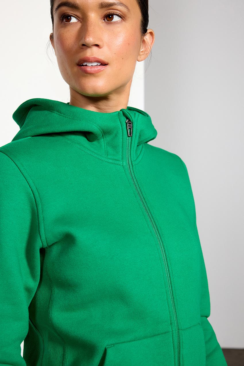 Green zip best sale hoodie women's