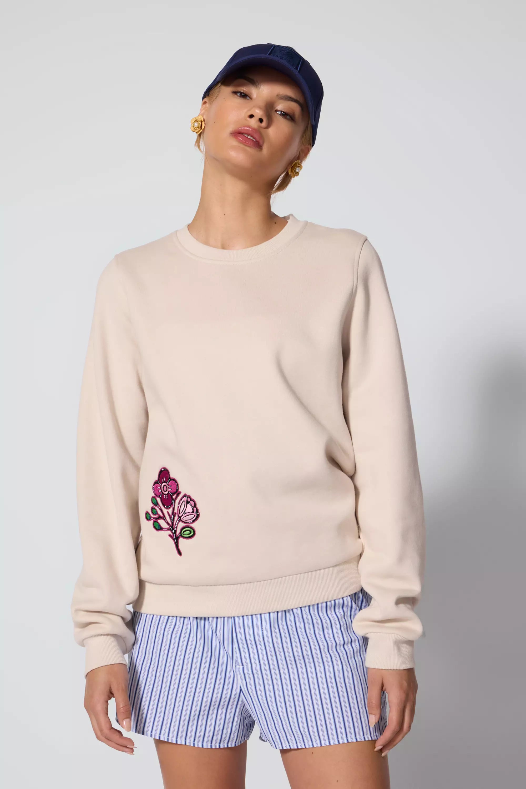 Luxefleece Embroidered Sweatshirt - Stone