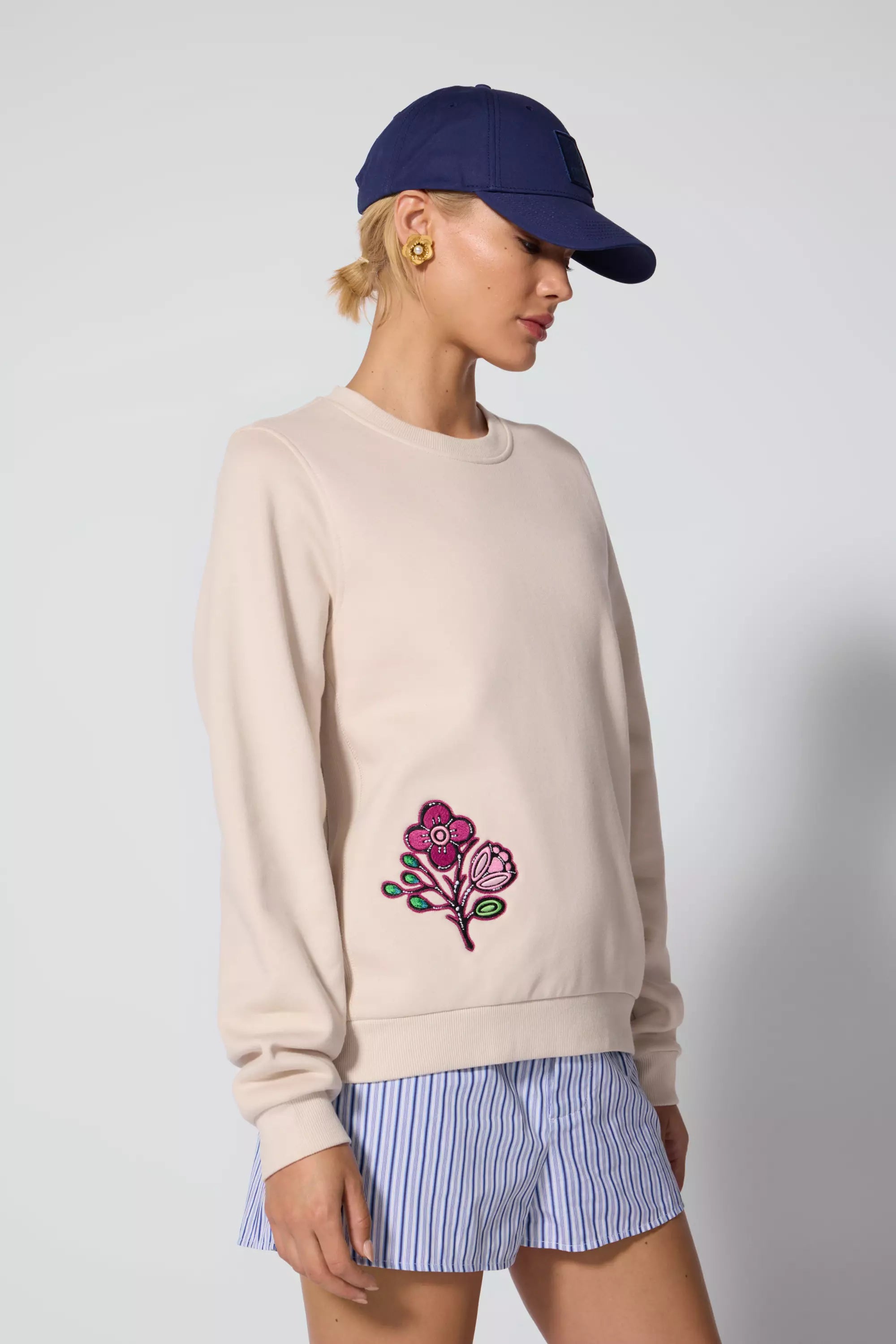 Luxefleece Embroidered Sweatshirt - Stone