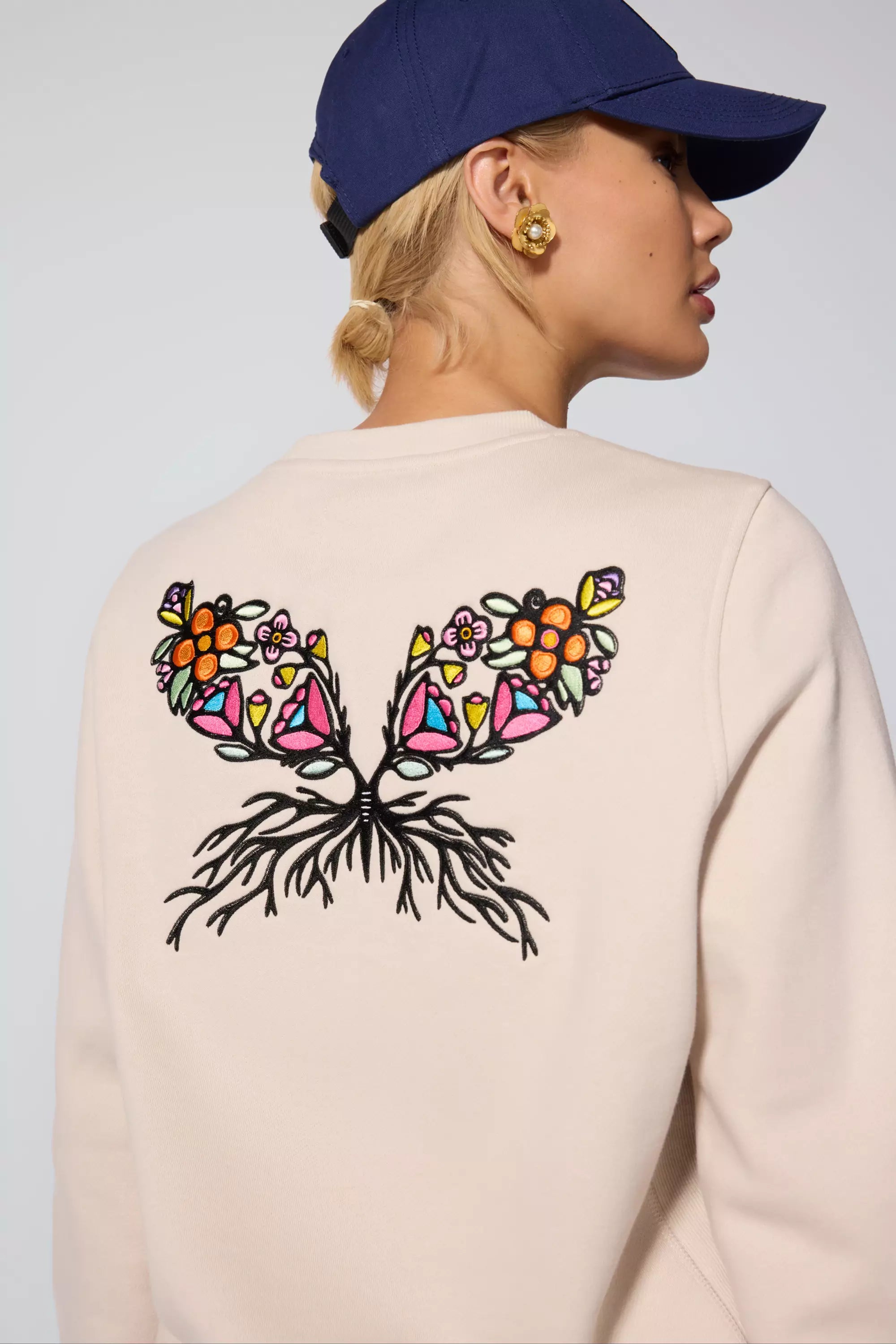 Comfort Fleece Embroidered Sweatshirt - Stone