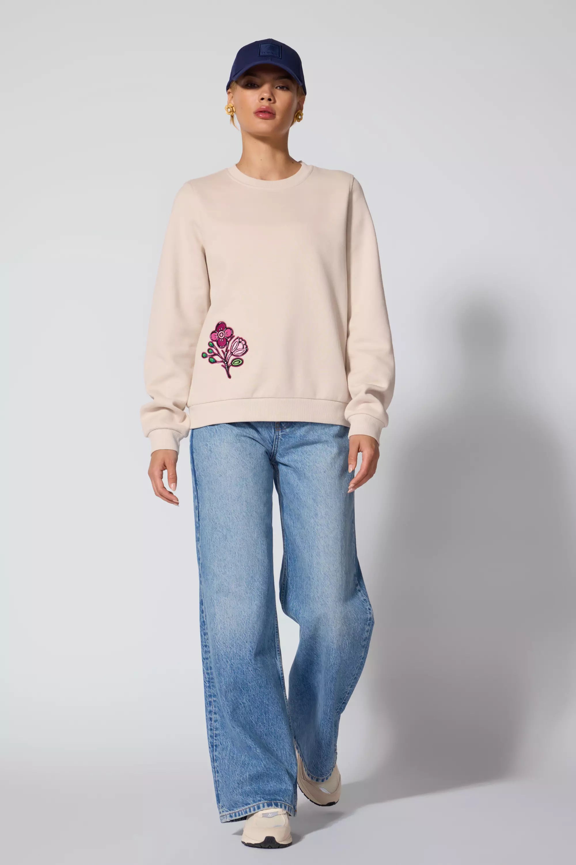 Luxefleece Embroidered Sweatshirt - Stone