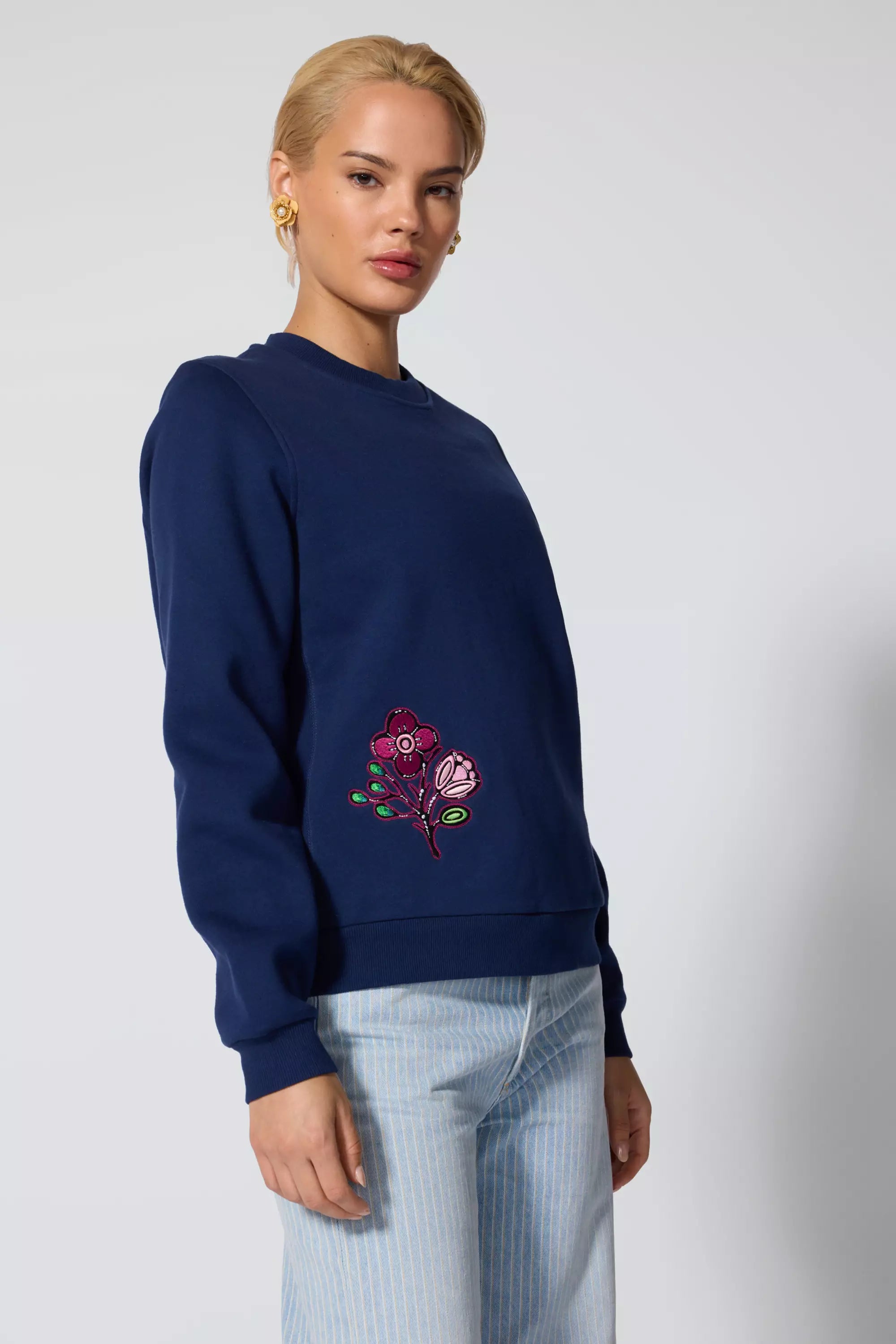 Comfort Fleece Embroidered Sweatshirt - Navy