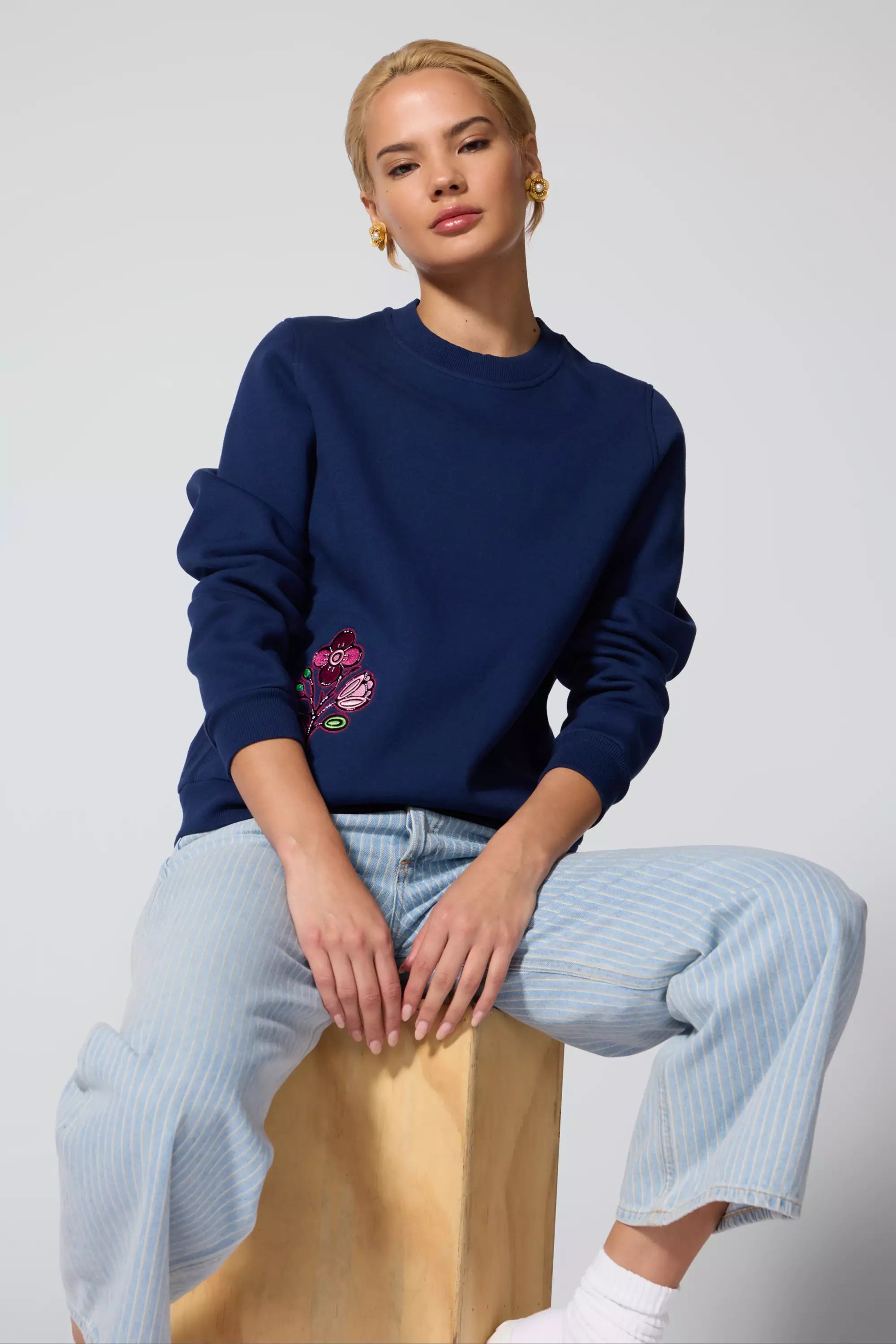 Luxefleece Embroidered Sweatshirt - Navy