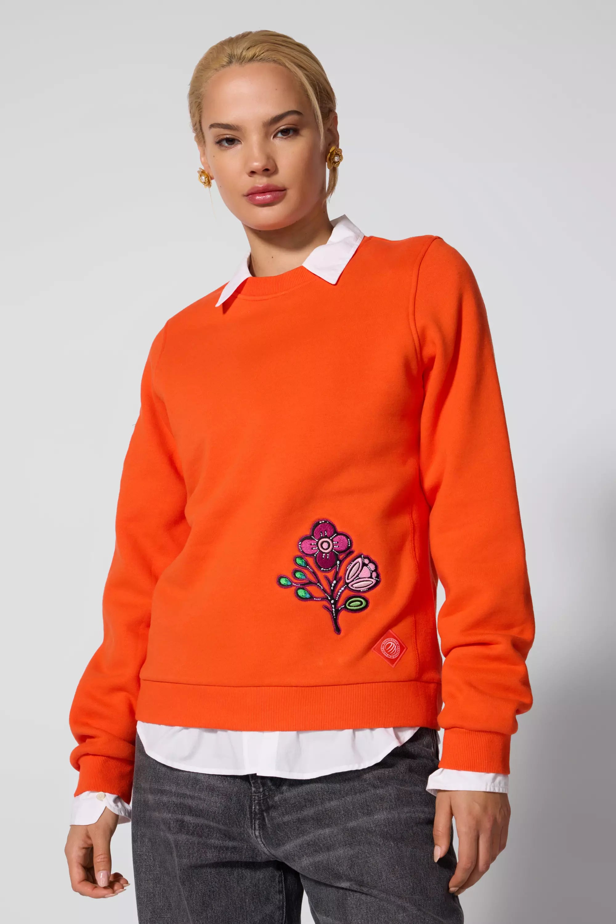 Luxefleece Embroidered Sweatshirt - Spicy Orange