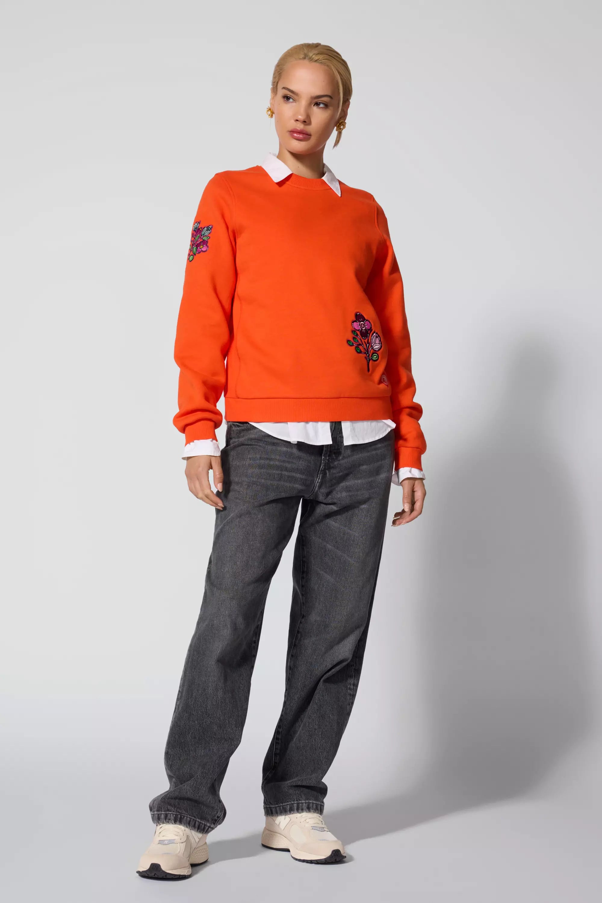 Luxefleece Embroidered Sweatshirt - Spicy Orange