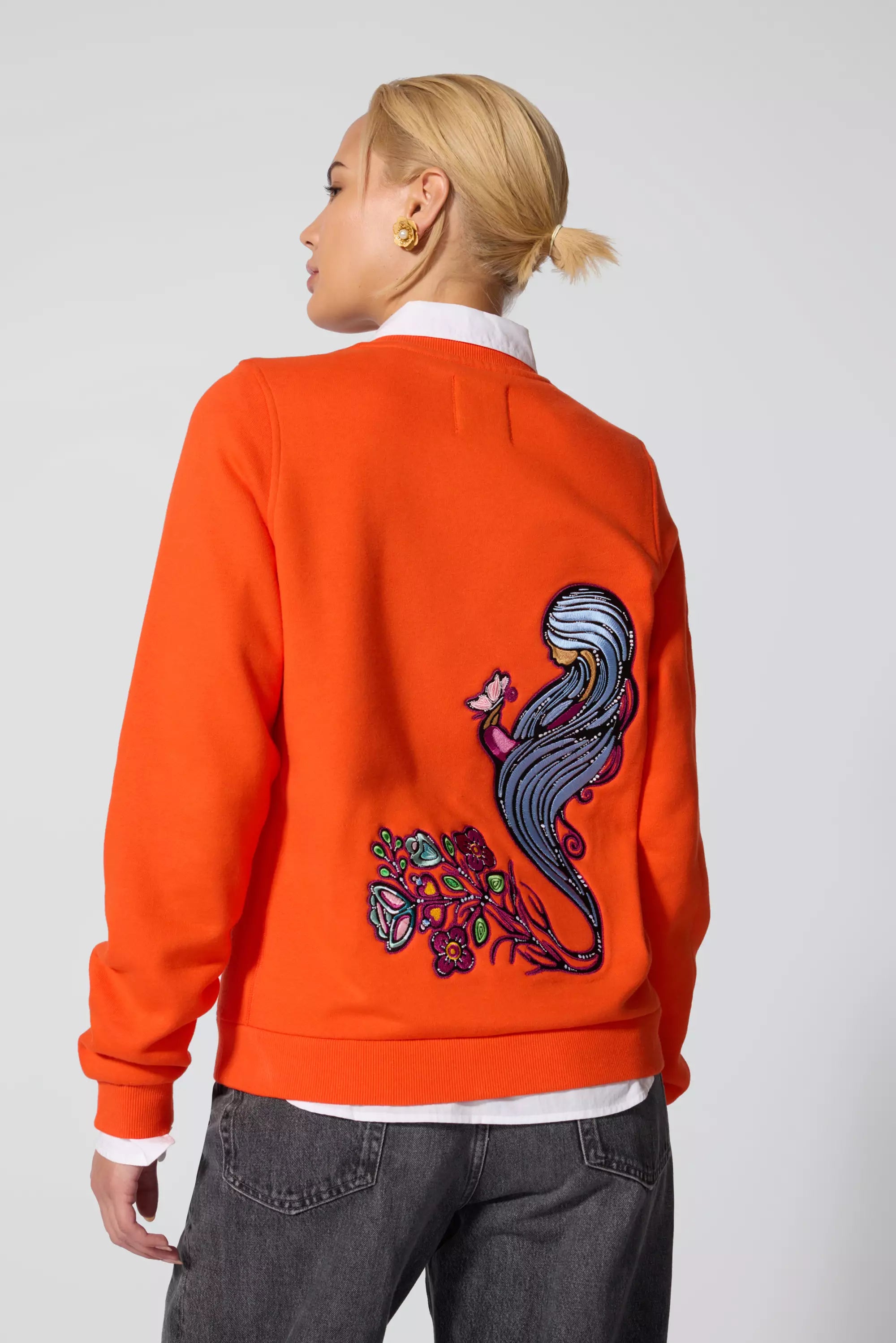 Luxefleece Embroidered Sweatshirt - Spicy Orange