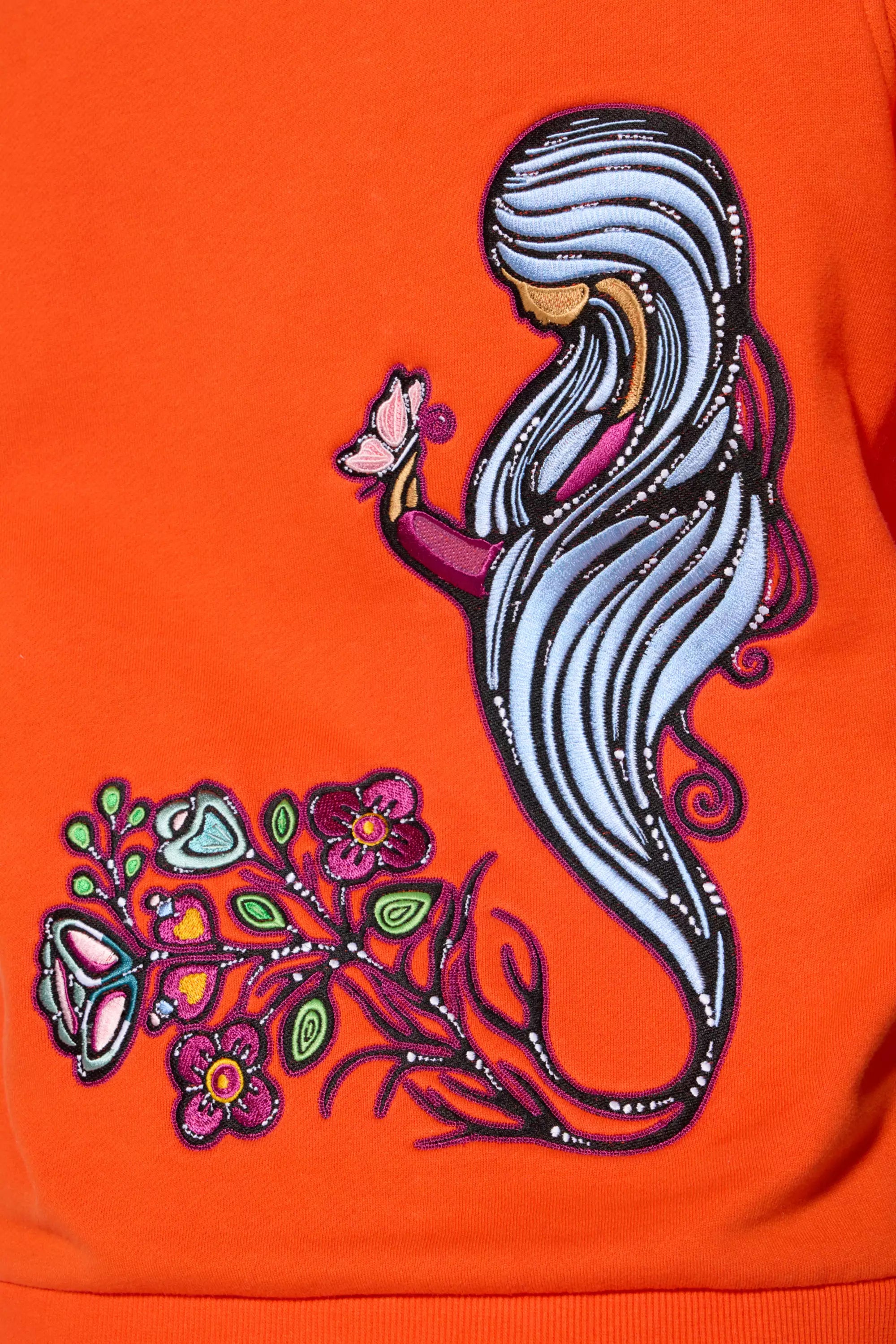 Comfort Fleece Embroidered Sweatshirt - Spicy Orange