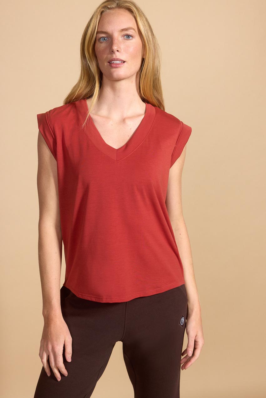 Cap sleeve v neck hotsell t shirt