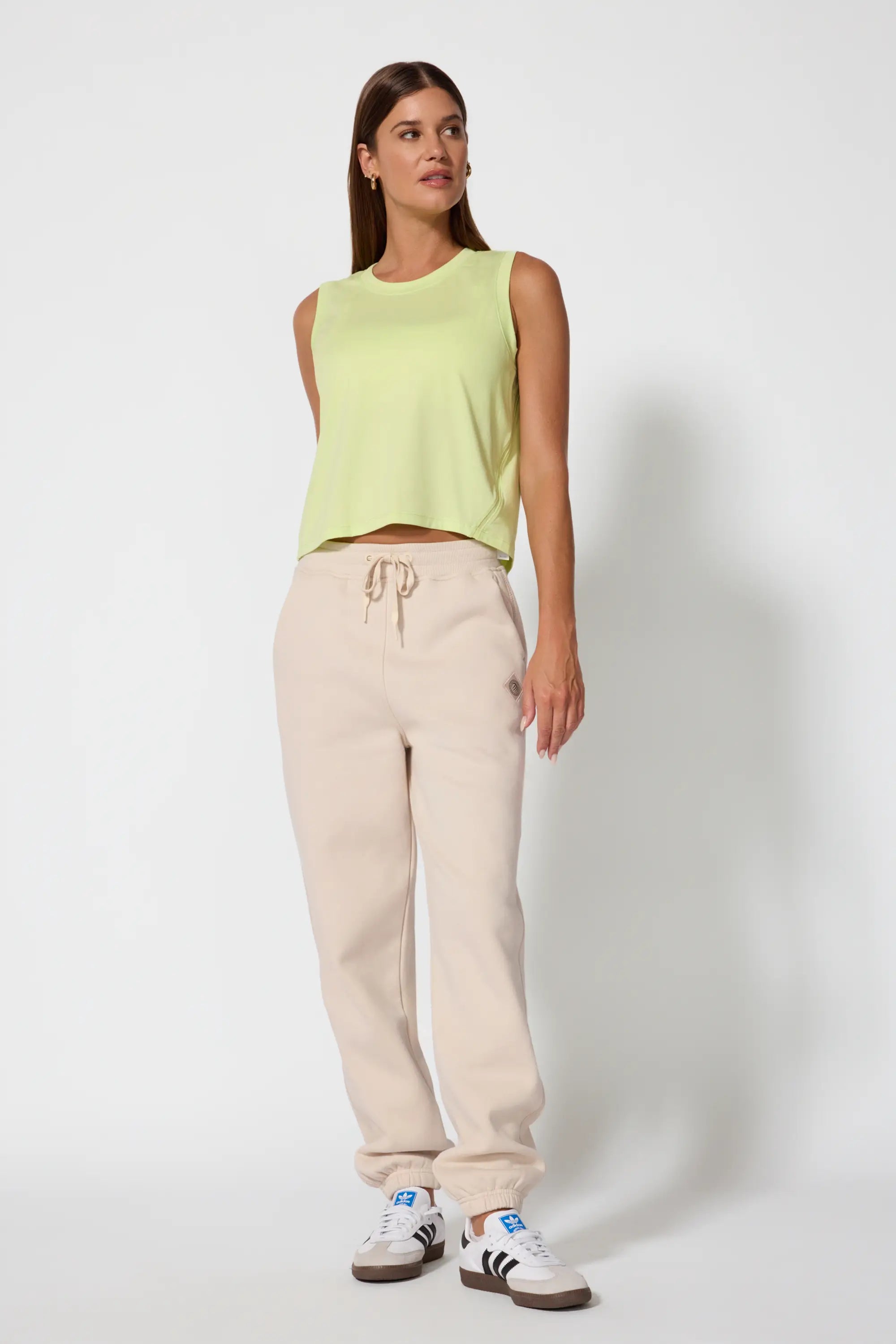 Pace Crop Tank Top - Shadow Lime