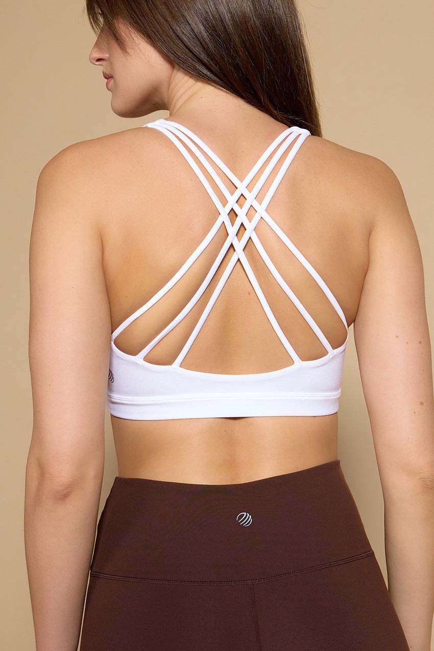 Explore Recycled Polyester Basic Racer Back Light Support Sports Bra Peached