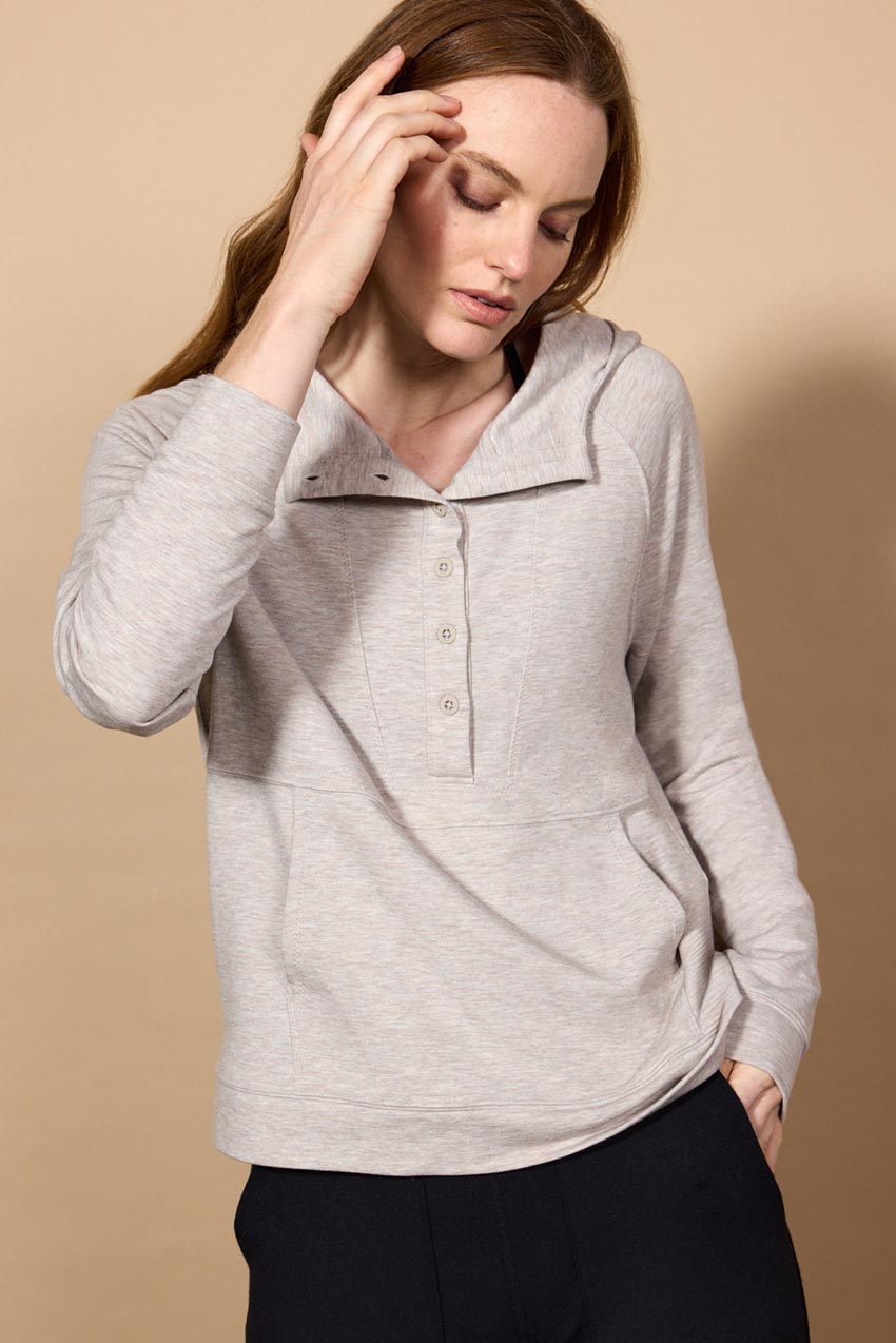 Serene Recycled Polyester TENCEL™ Modal Raglan Hoodie with Button