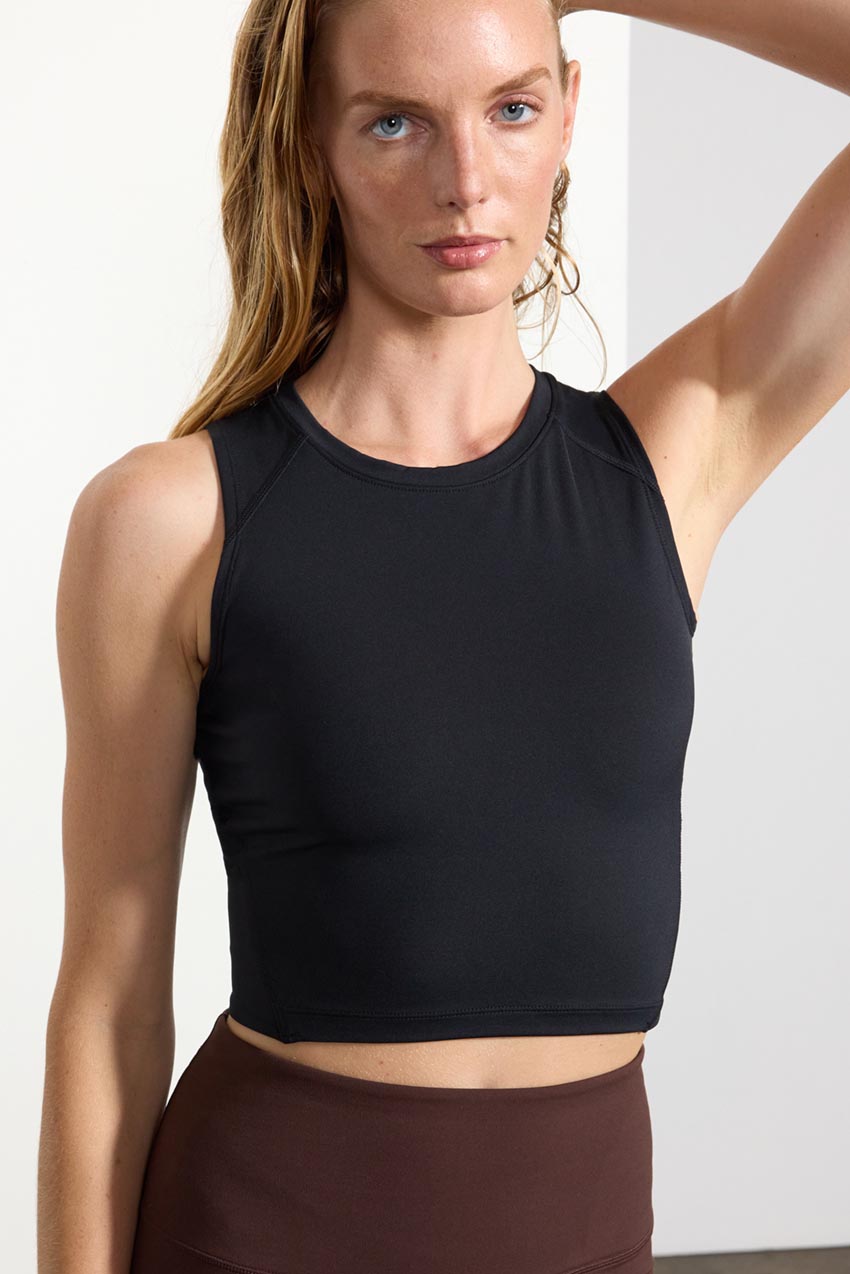 Open-Back Cropped Training Tank Top, Tank Tops