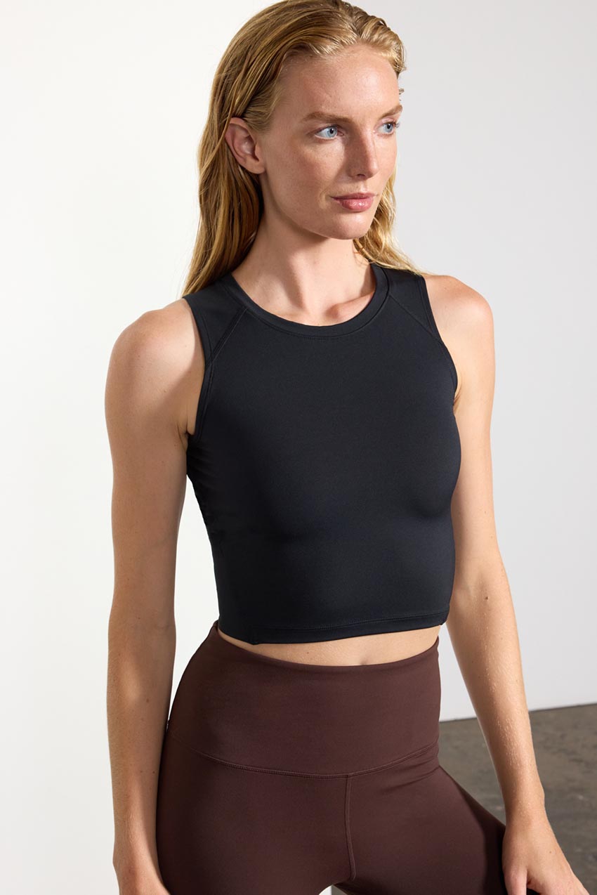 Vital Recycled Nylon Cropped Open Back Tank Top