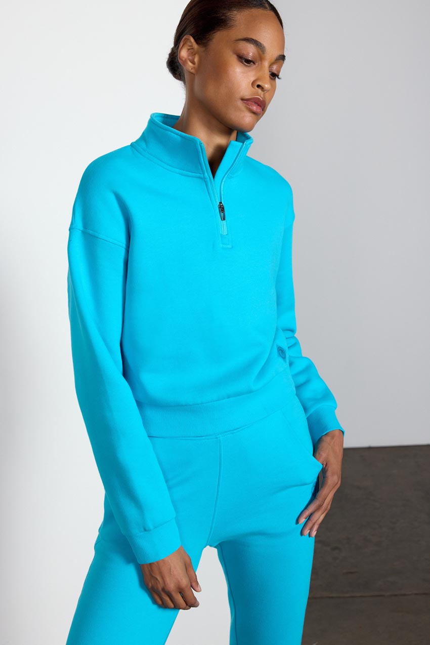 Comfort 1 4 Zip Cropped Sweatshirt