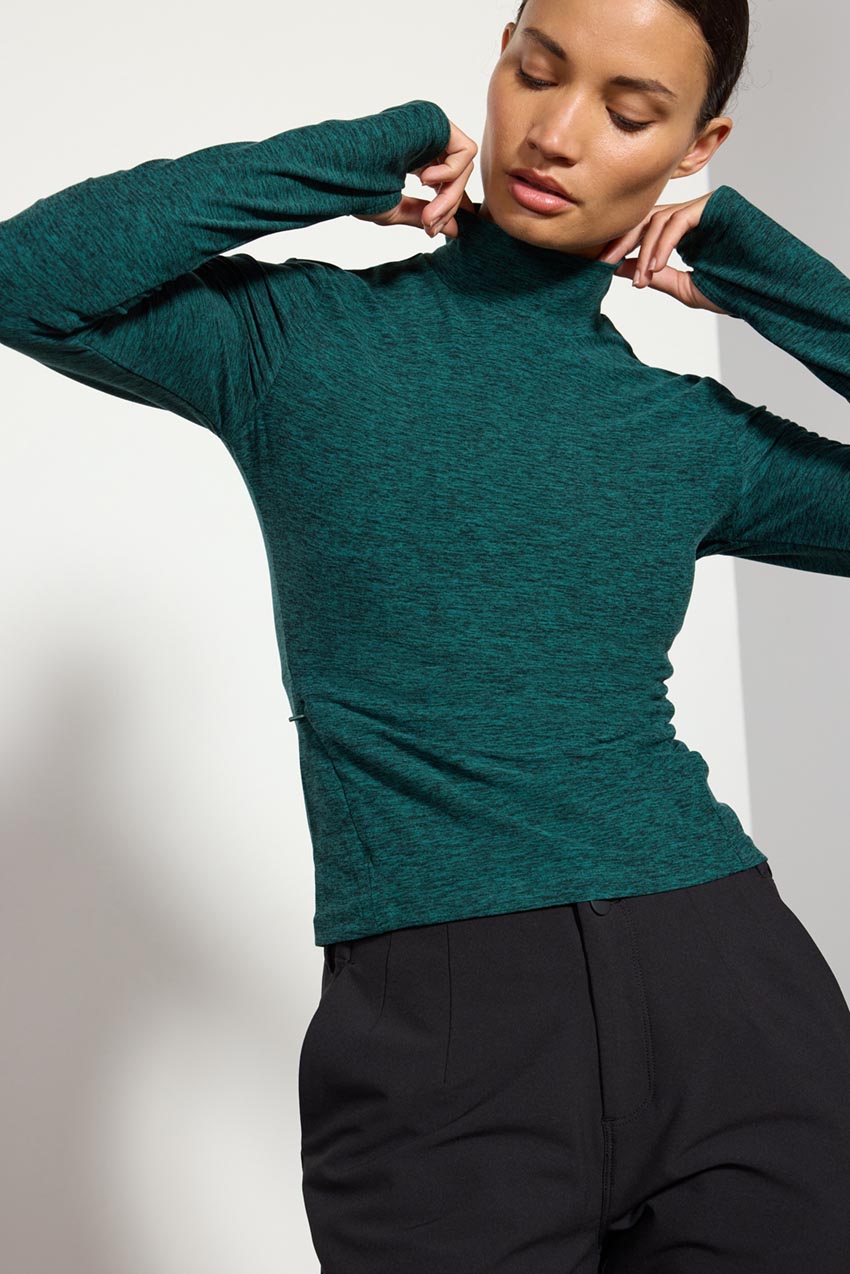 Explore Recycled Polyester High Mock Neck Long Sleeve Fitted Top