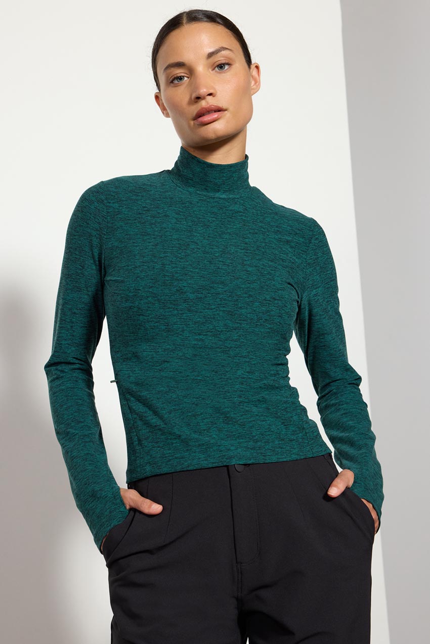 Explore Recycled Polyester High Mock Neck Long Sleeve Fitted Top