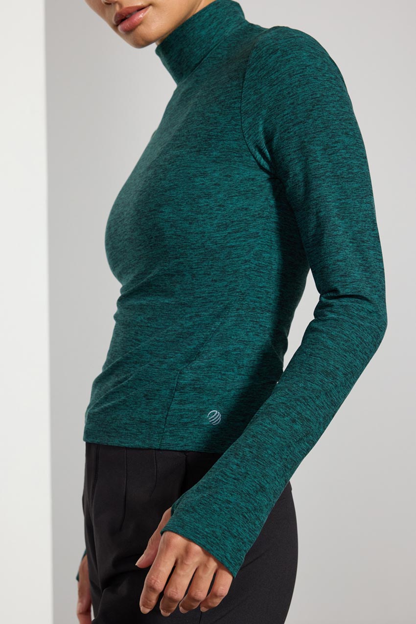 Explore Recycled Polyester High Mock Neck Long Sleeve Fitted Top