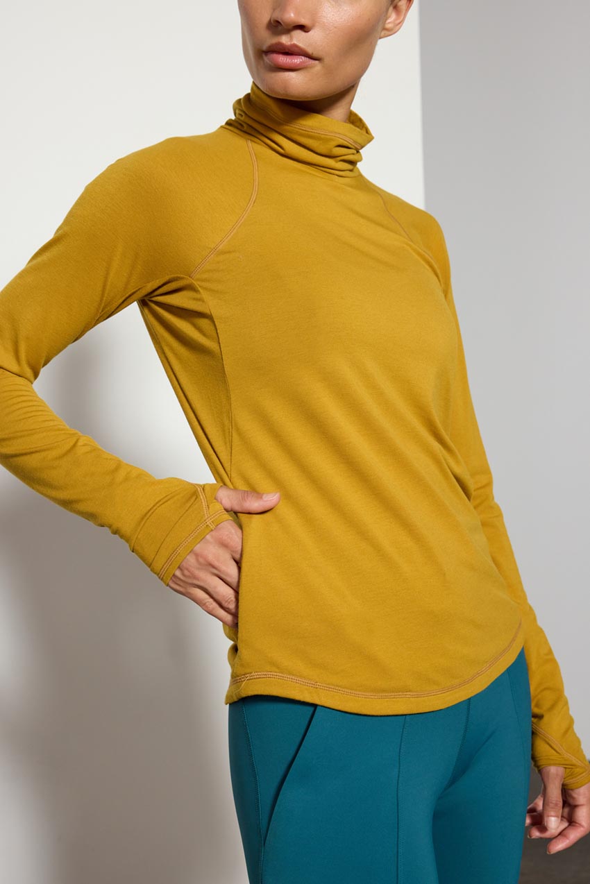 Orbit Recycled Polyester High Mock Neck Long Sleeve Top