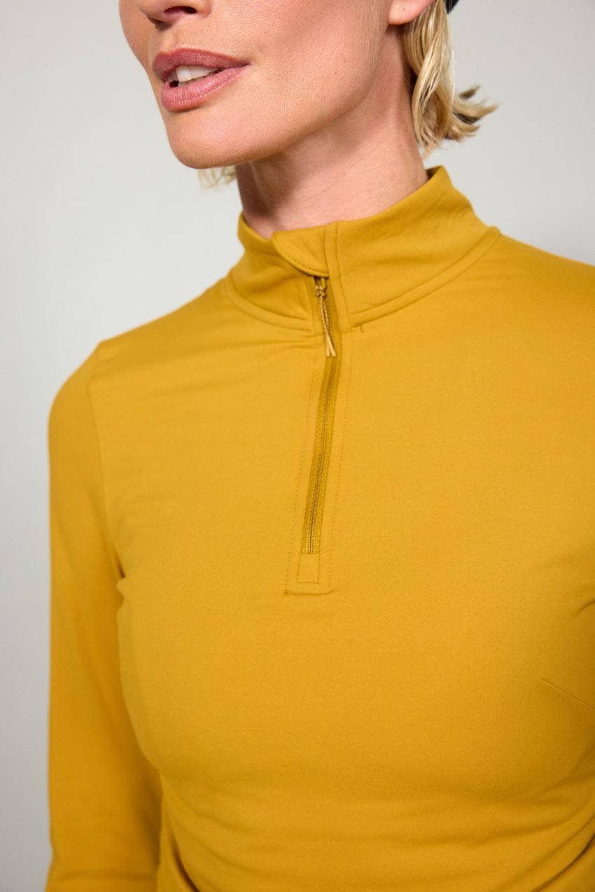 Forge Recycled Nylon Half-Zip Fitted Long Sleeve Top