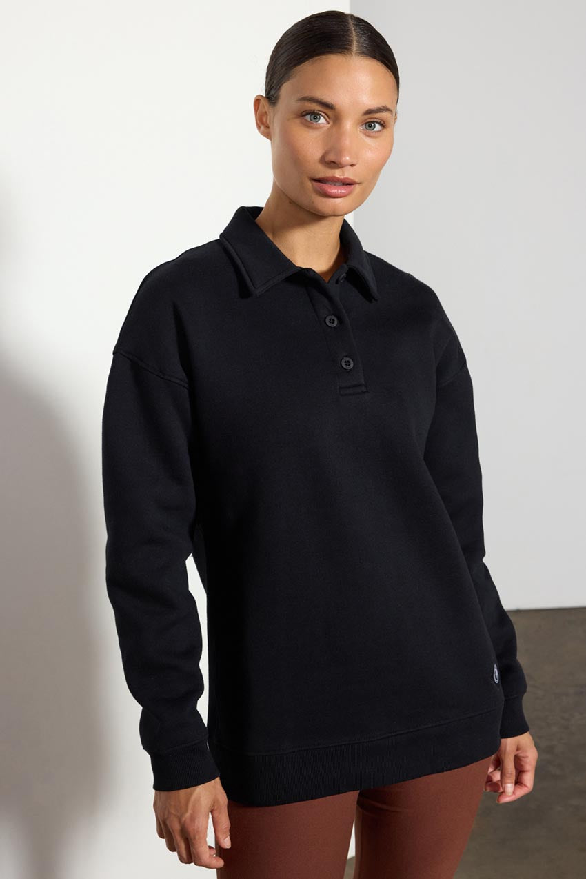 Black polo shirt store womens long sleeve