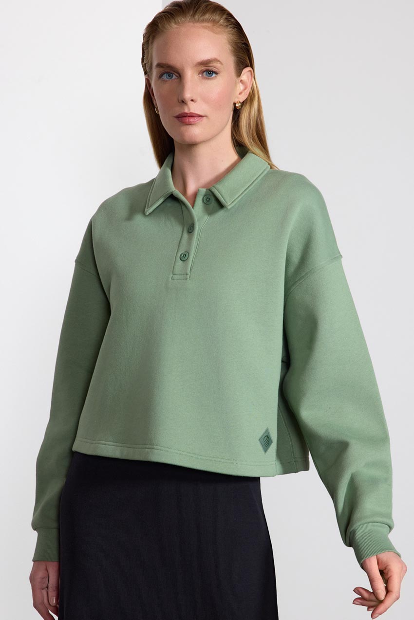 The Comfort Women’s Long Sleeve Cropped Polo Sweatshirt