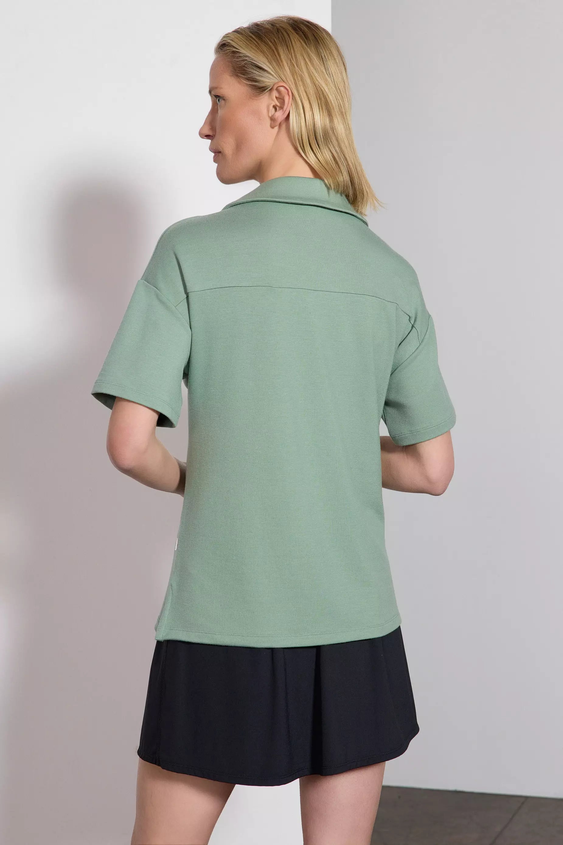 Polo relajado acogedor de vellón - Hedge Green