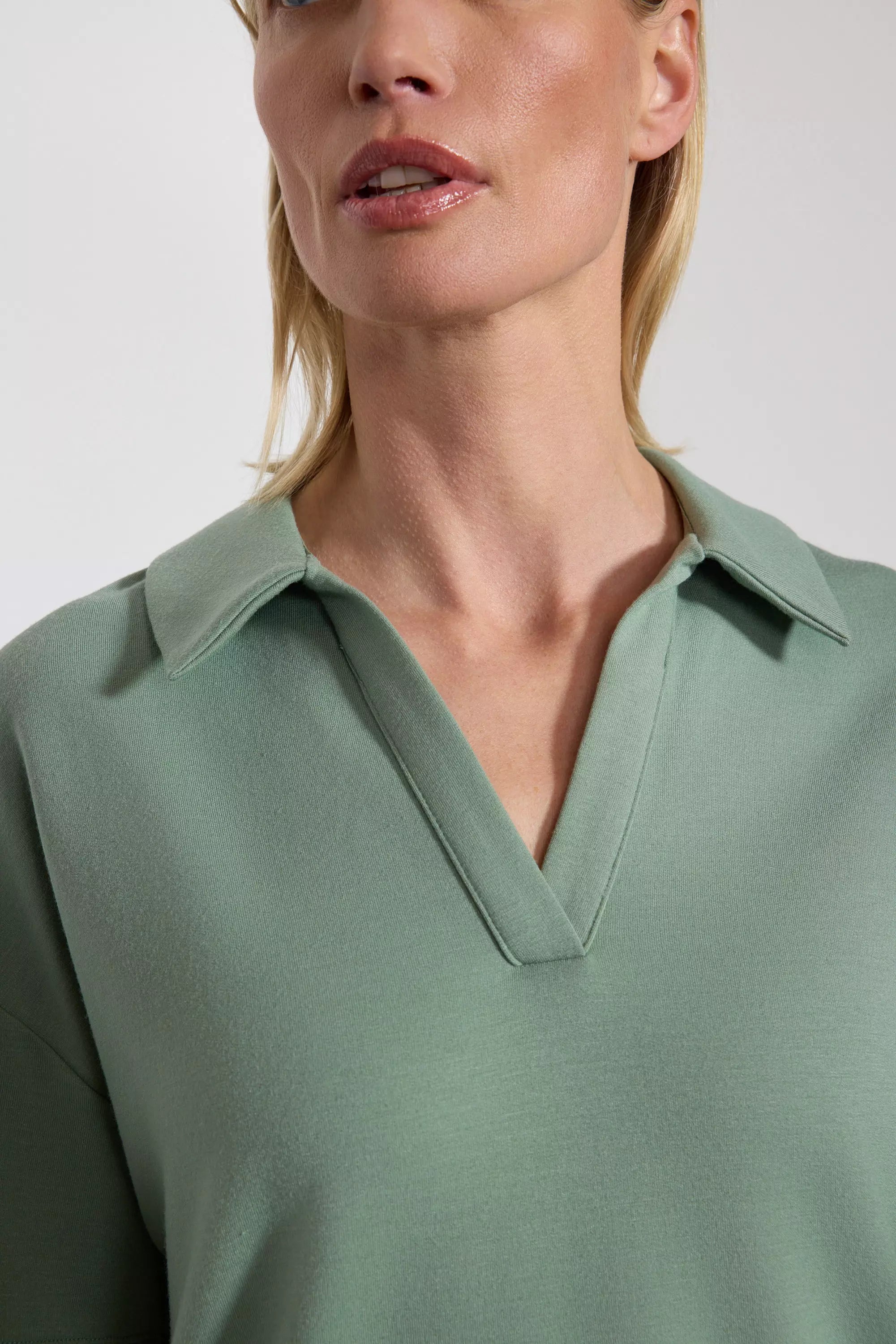 Modal Fleece Relaxed Polo - Hedge Green