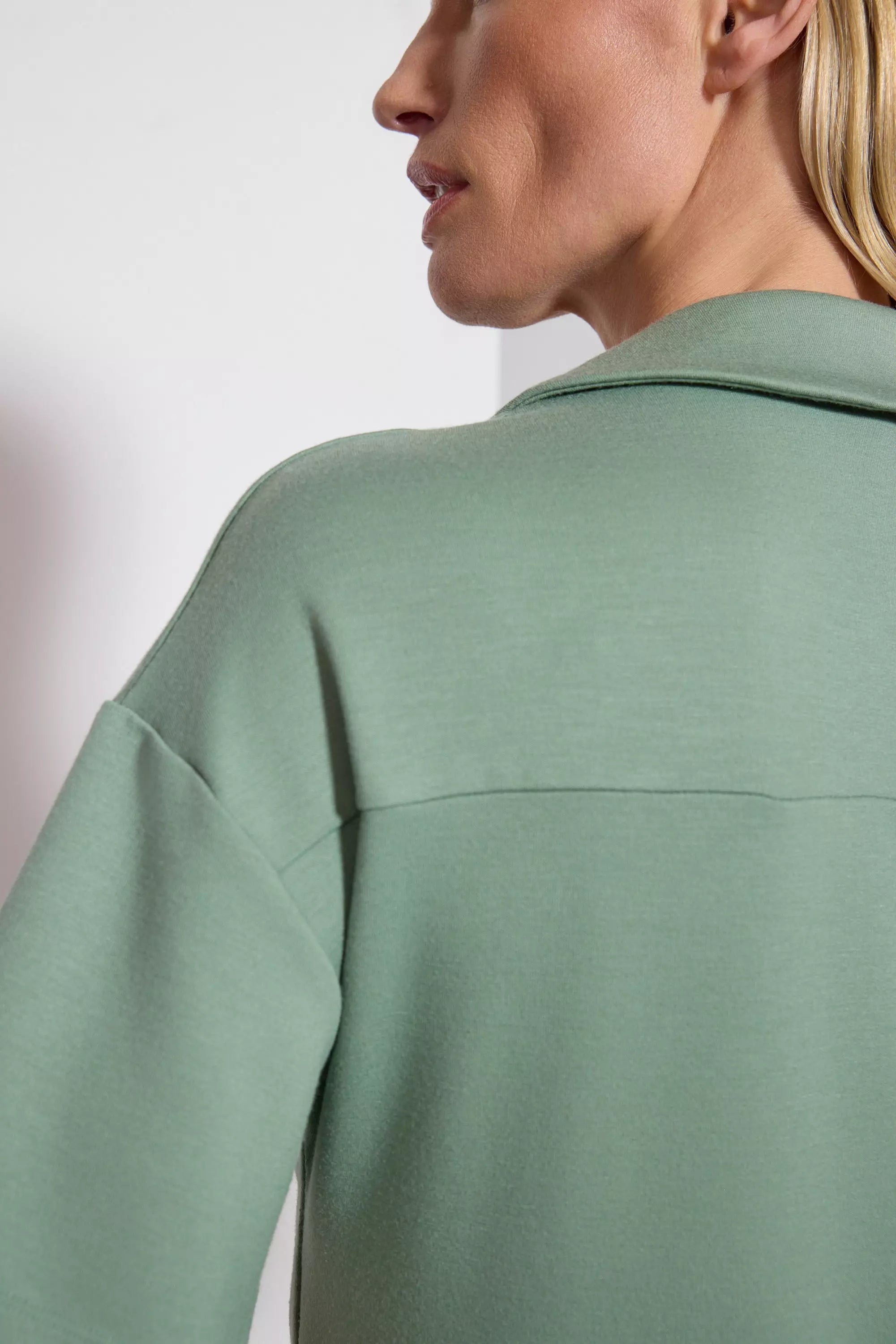 Modal Fleece Relaxed Polo - Hedge Green