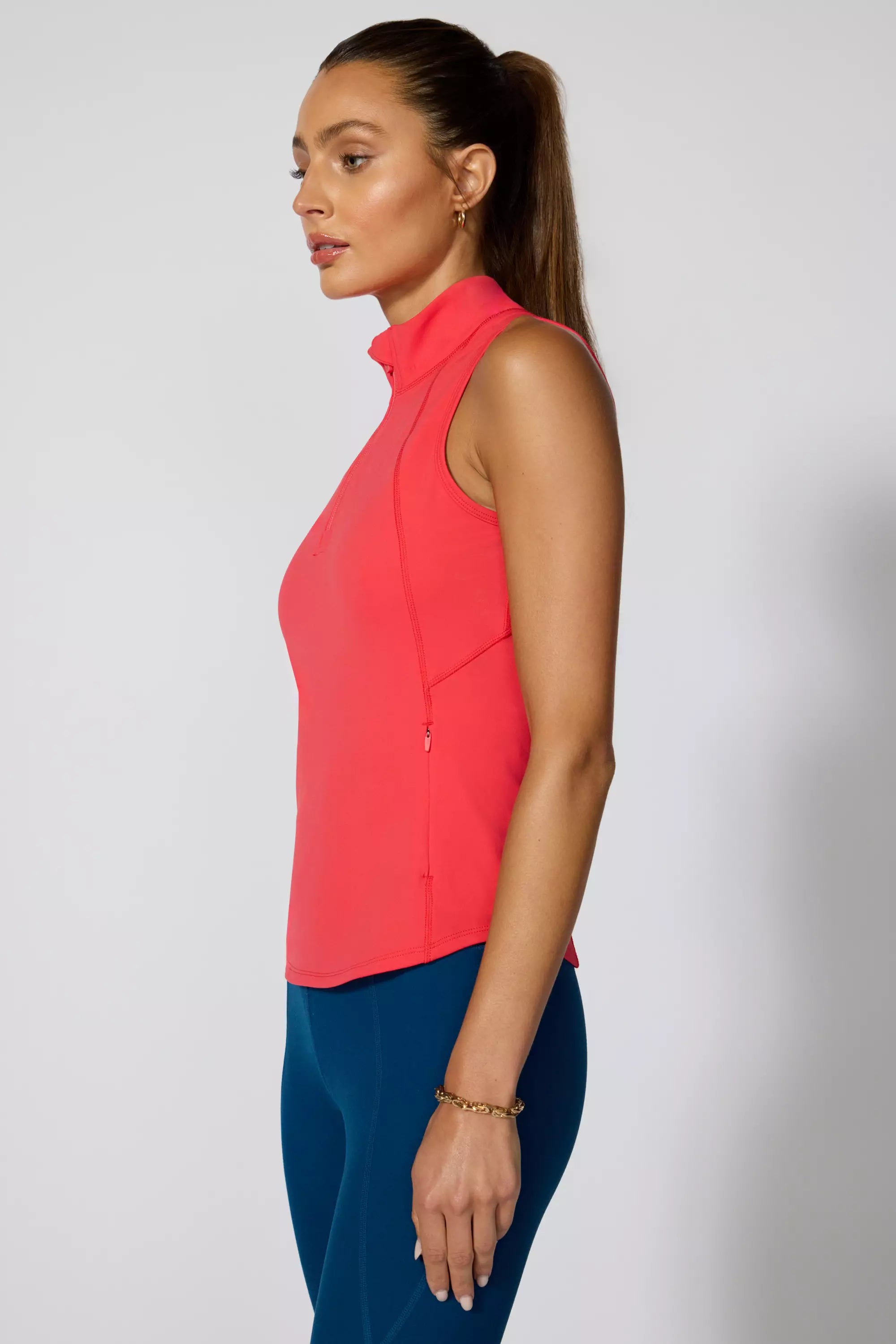 Vital 1/4 Zip Tank - Hibiscus