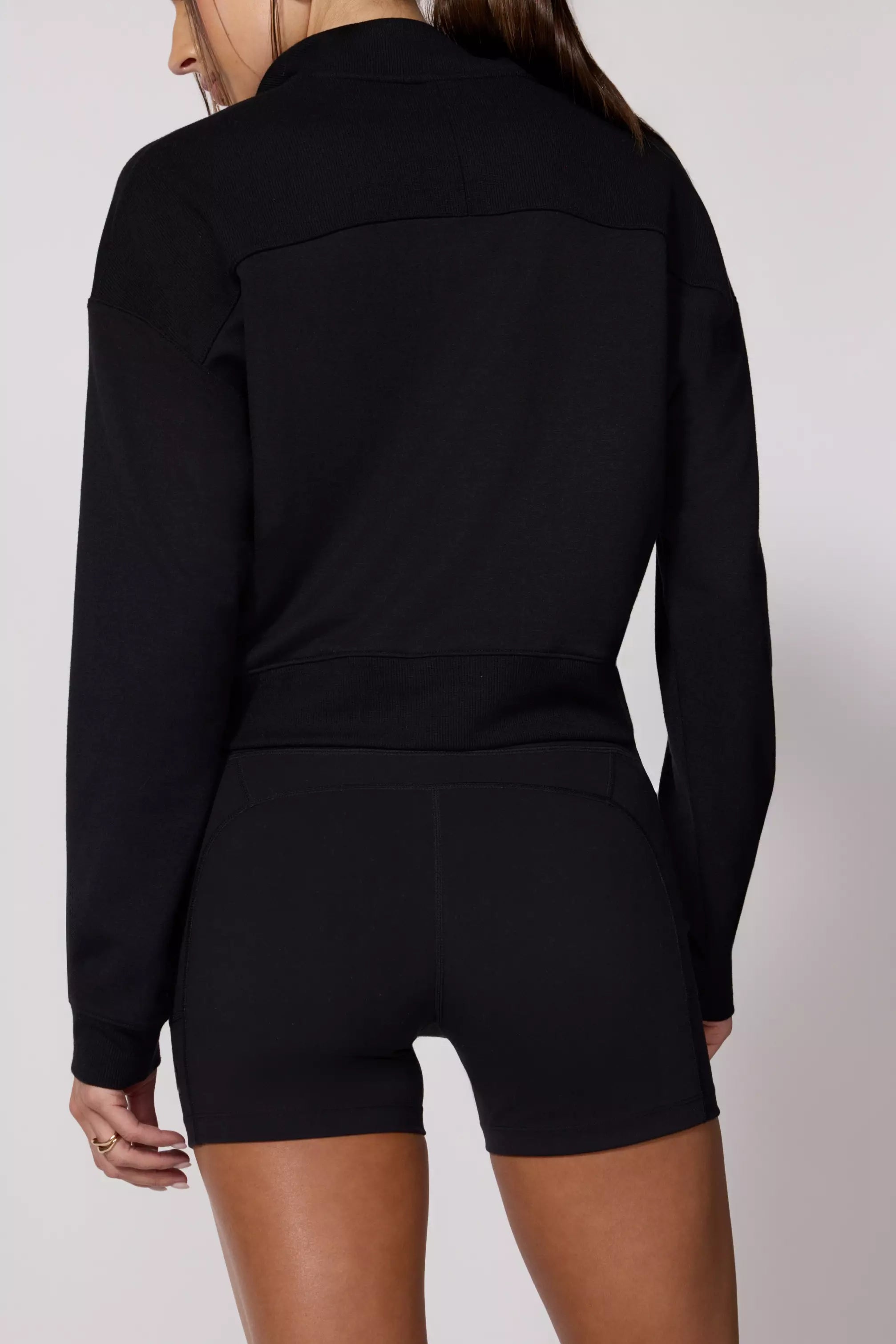 Modal Fleece Relaxed 1/4 Zip - Black