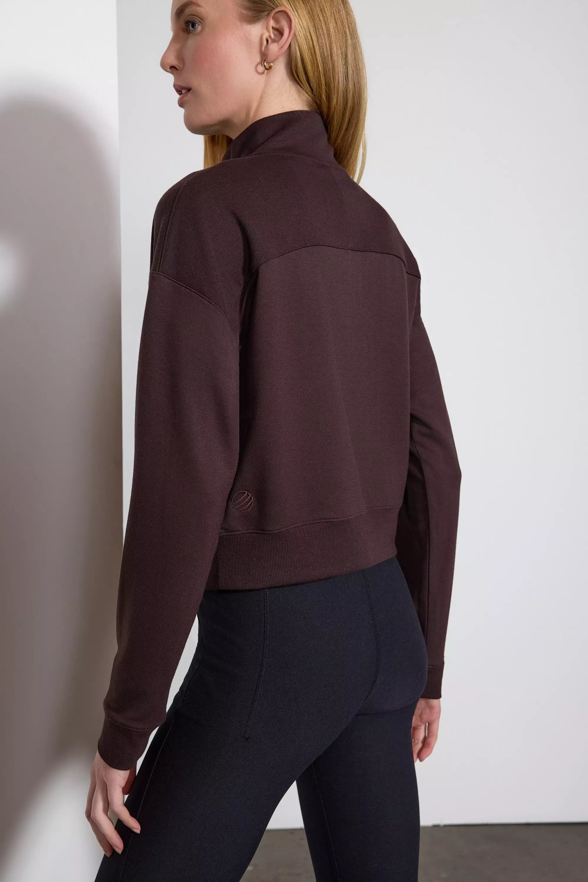 Fleep confortable détendu 1/4 Zip - brun chocolat