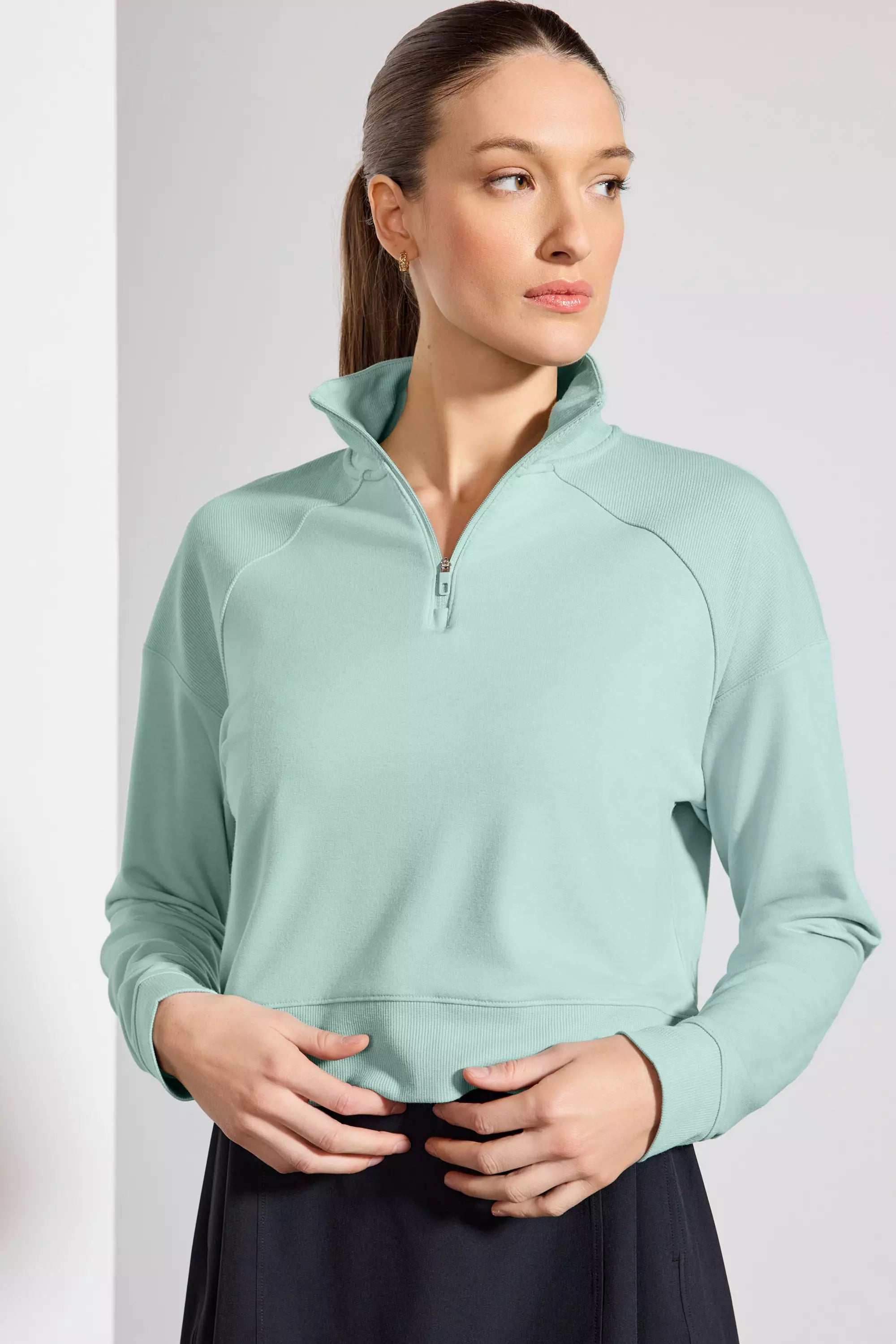 Modal Fleece Relaxed 1/4 Zip - Blue Haze