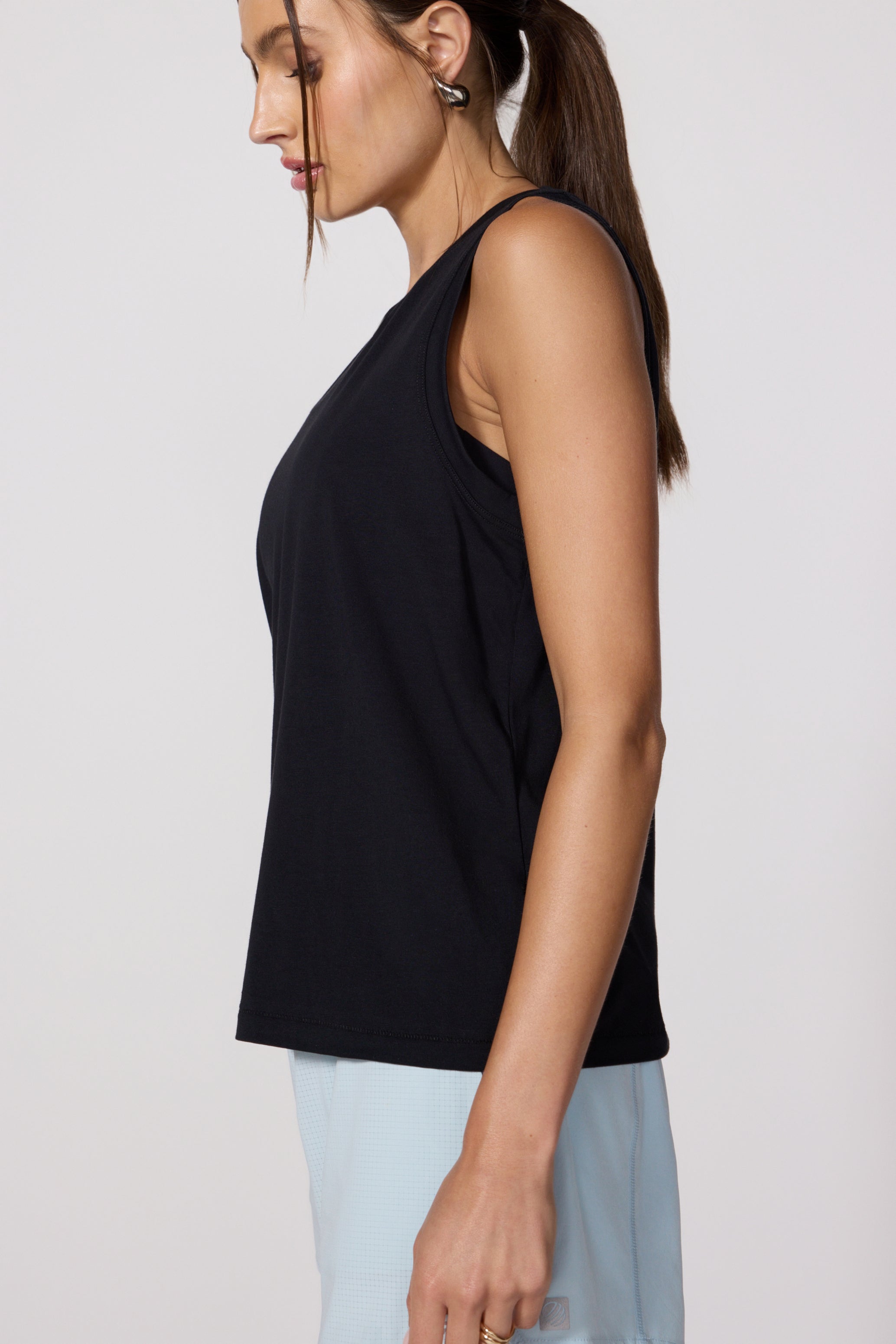 Pima Cotton Boyfriend Tank - noir