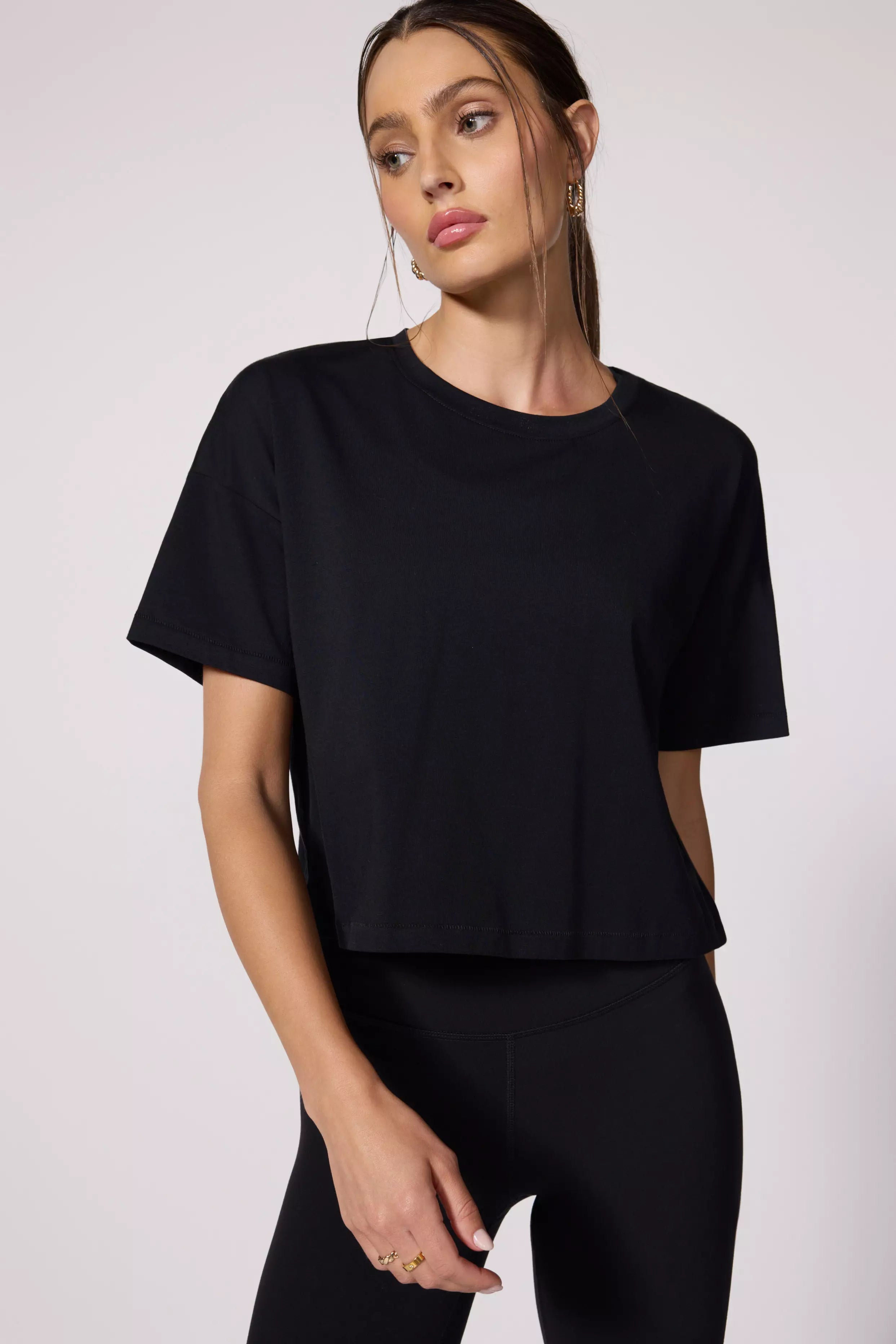 Pima Cotton Boyfriend Tee - noir