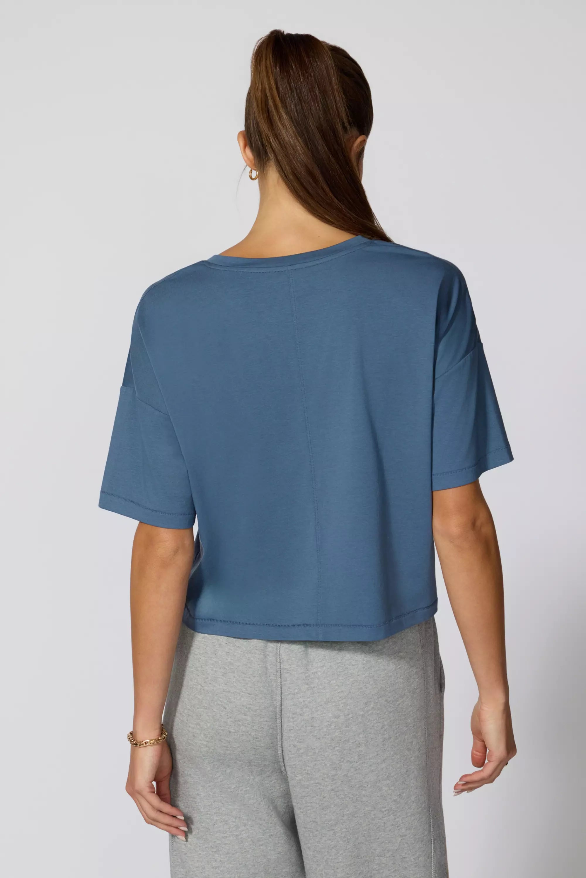 Pima Cotton Boyfriend Tee - Bleu à l'essence