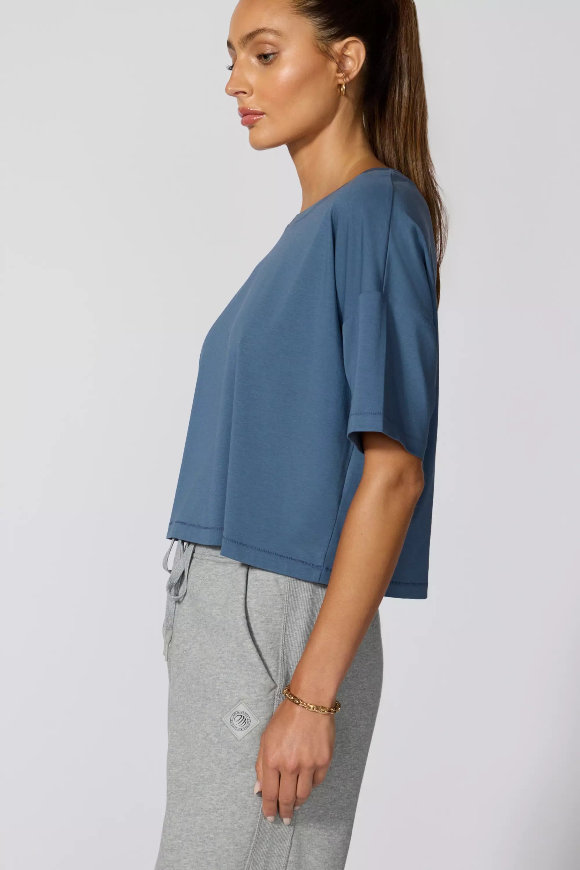 Pima Cotton Boyfriend Tee - Bleu à l'essence