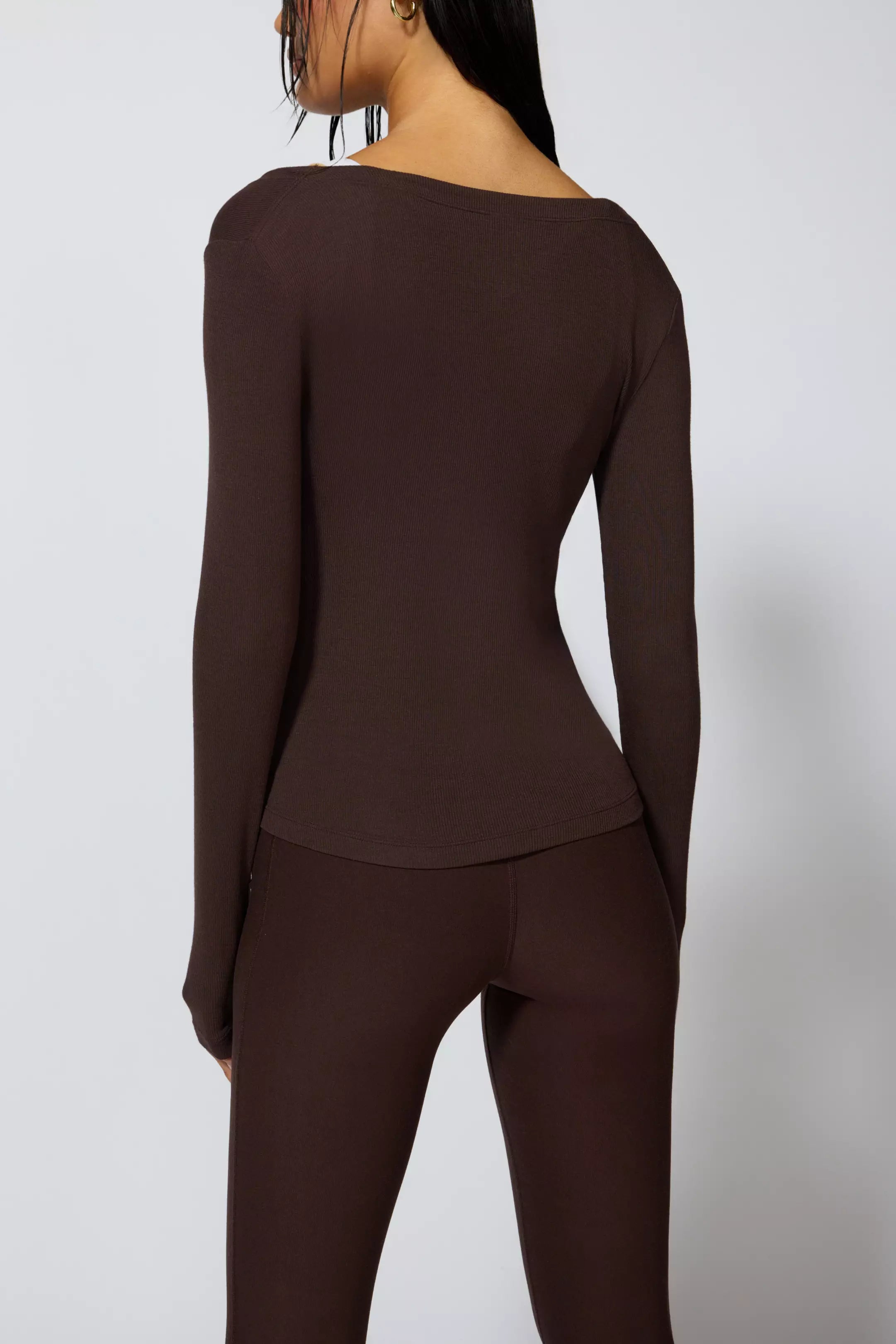Composure Square-Neck Slim Fit Long Sleeve Top