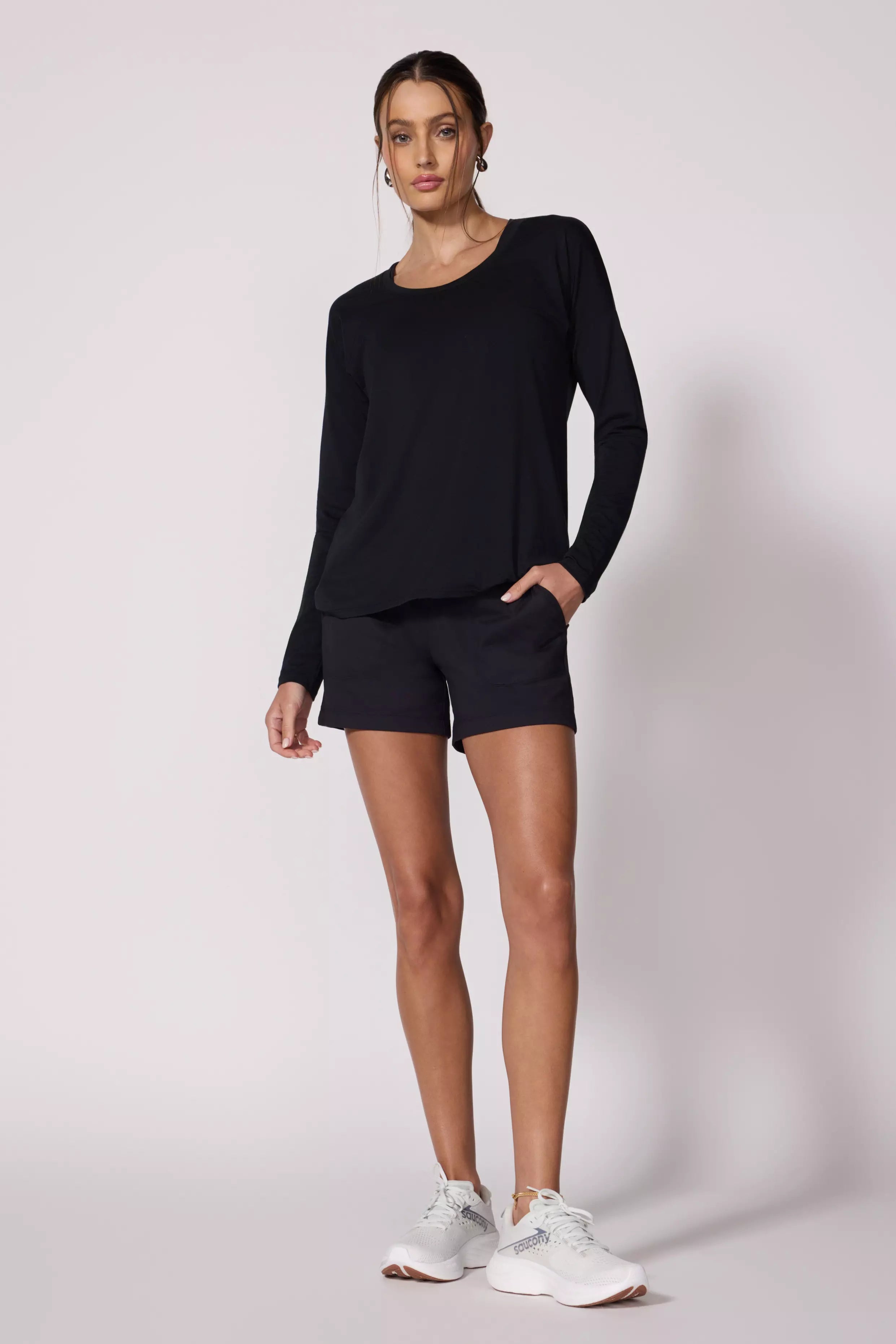 Performance Knit Long Sleeve Tee - Black