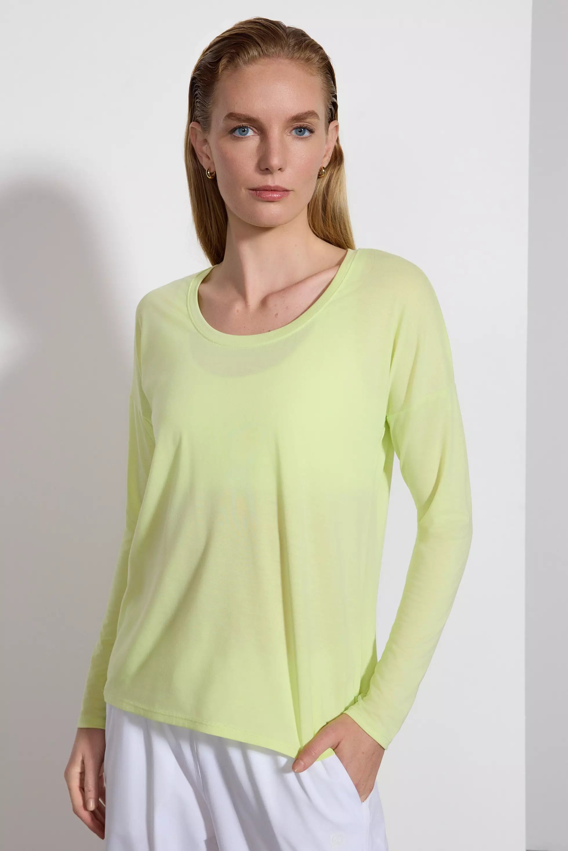 T-shirt à manches longues en tricot de performance - Shadow Lime