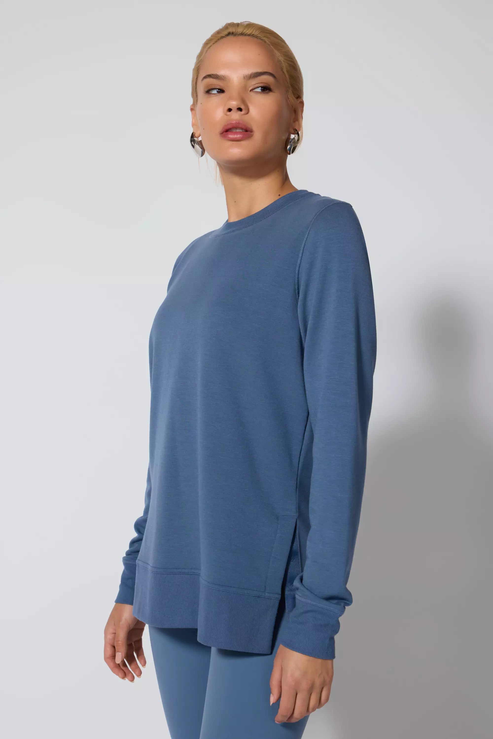 Cozy Fleece Relaxed Pullover - Petrol Blue