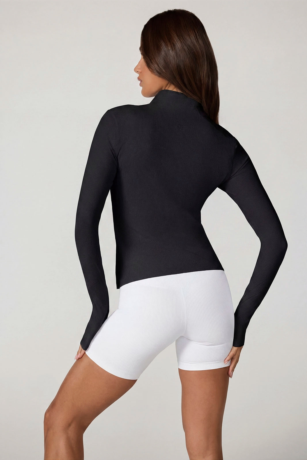 Ribbed Full Zip Jacket - Black