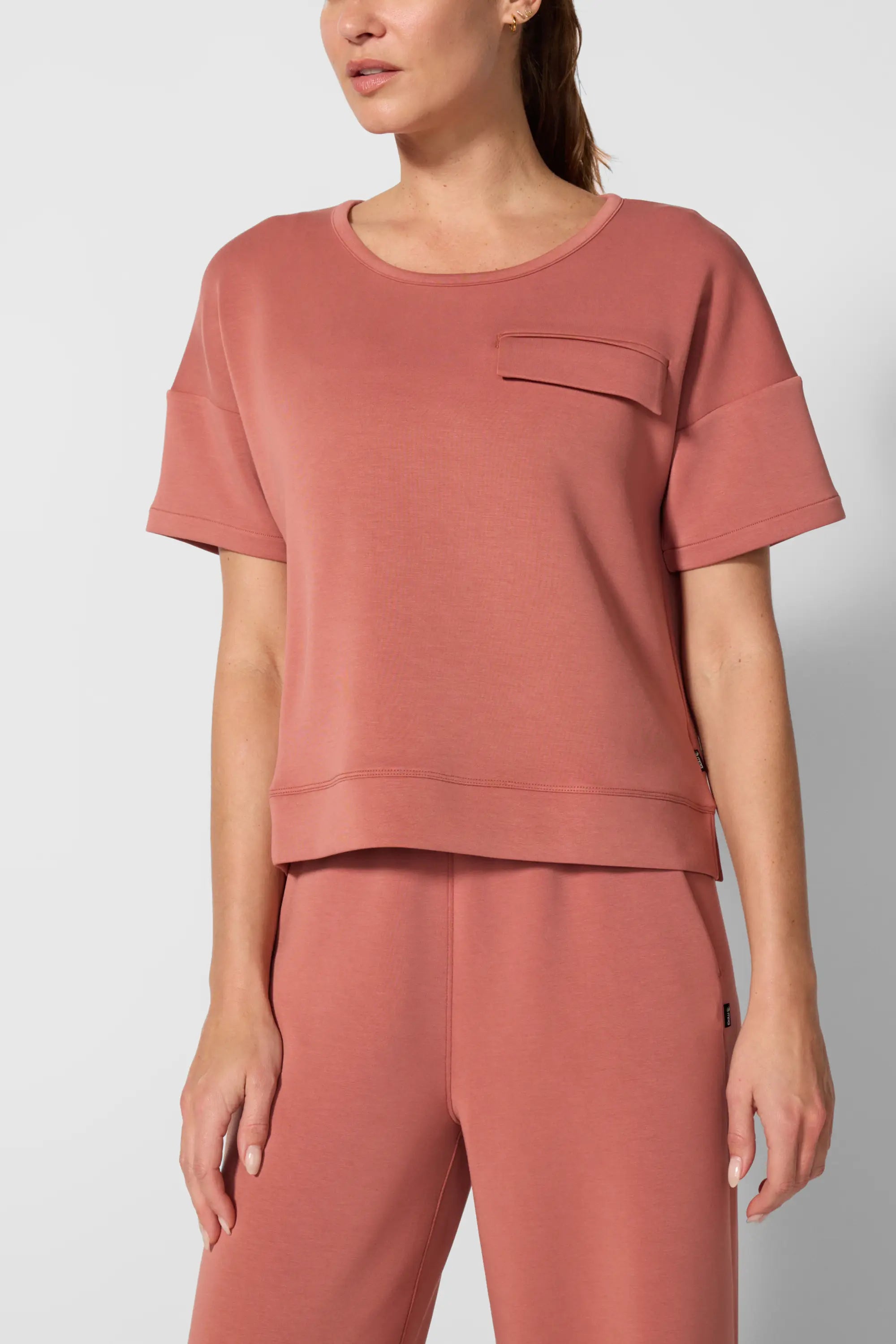 Dreamweave Dropped Shoulder Top - Cedar Wood