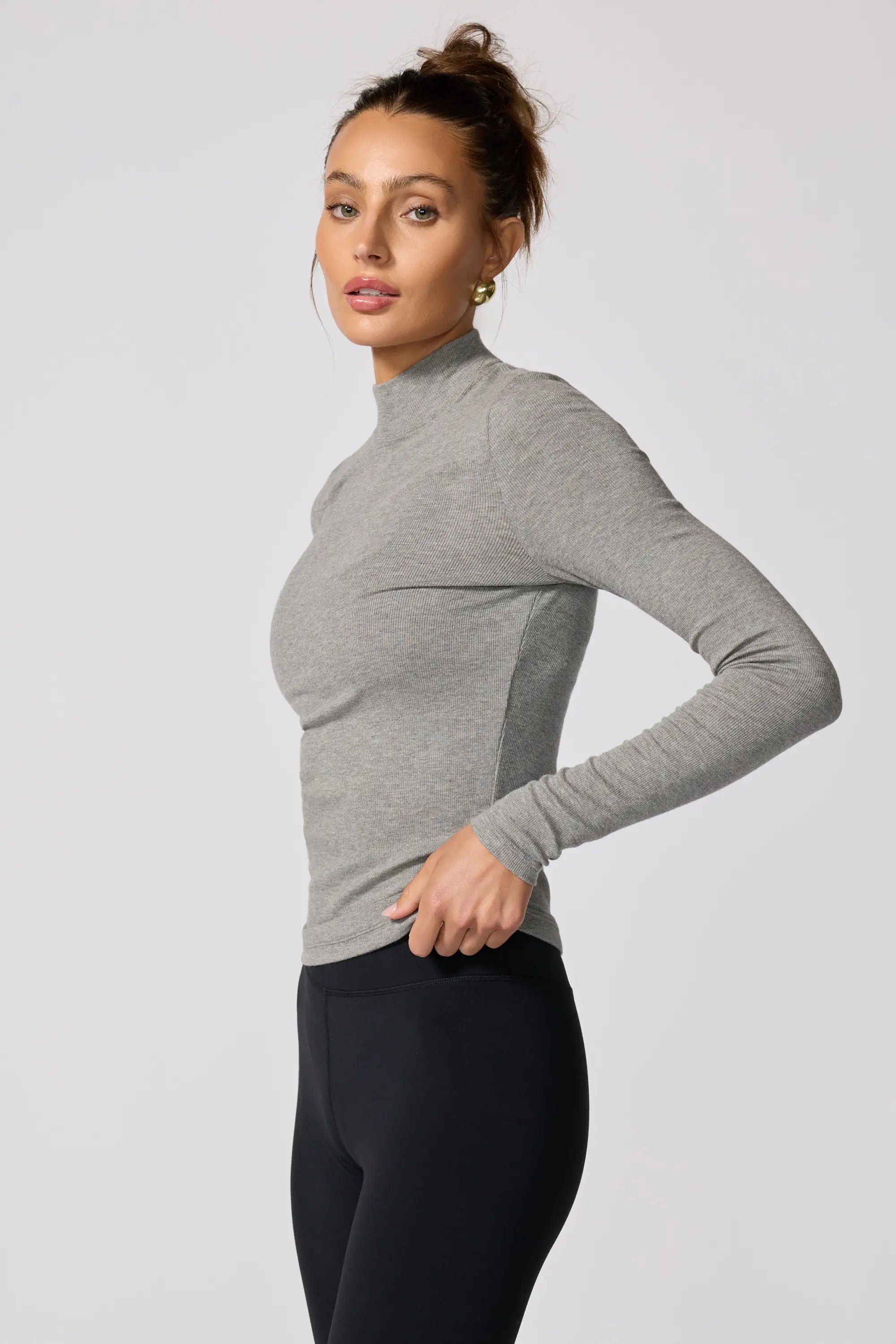 '90s Mock Neck - Htr Steel Grey