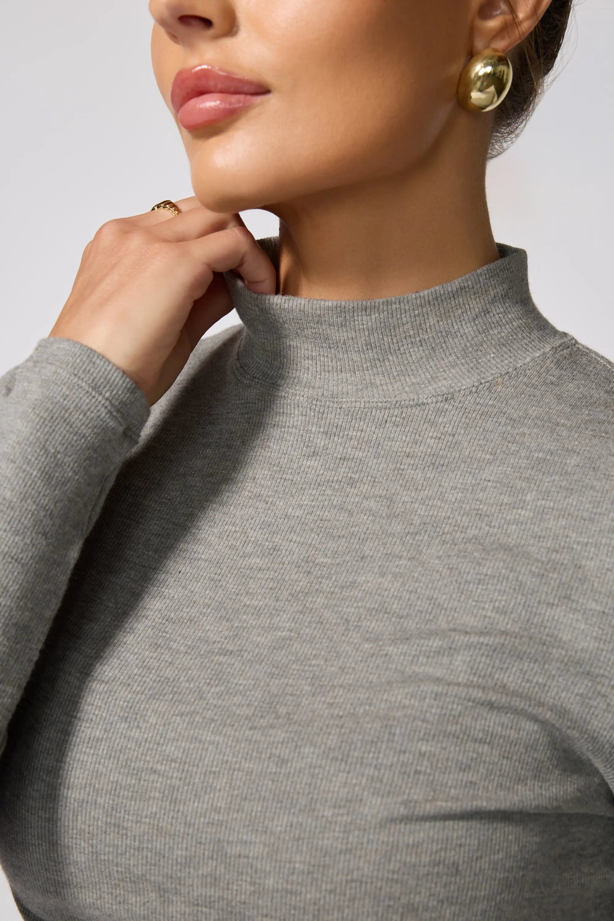 '90s Mock Neck - Htr Steel Grey
