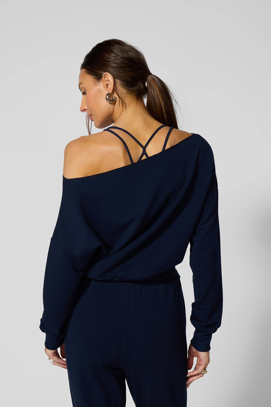 Cozy Fleece Flashdance Sweatshirt - Navy Blazer