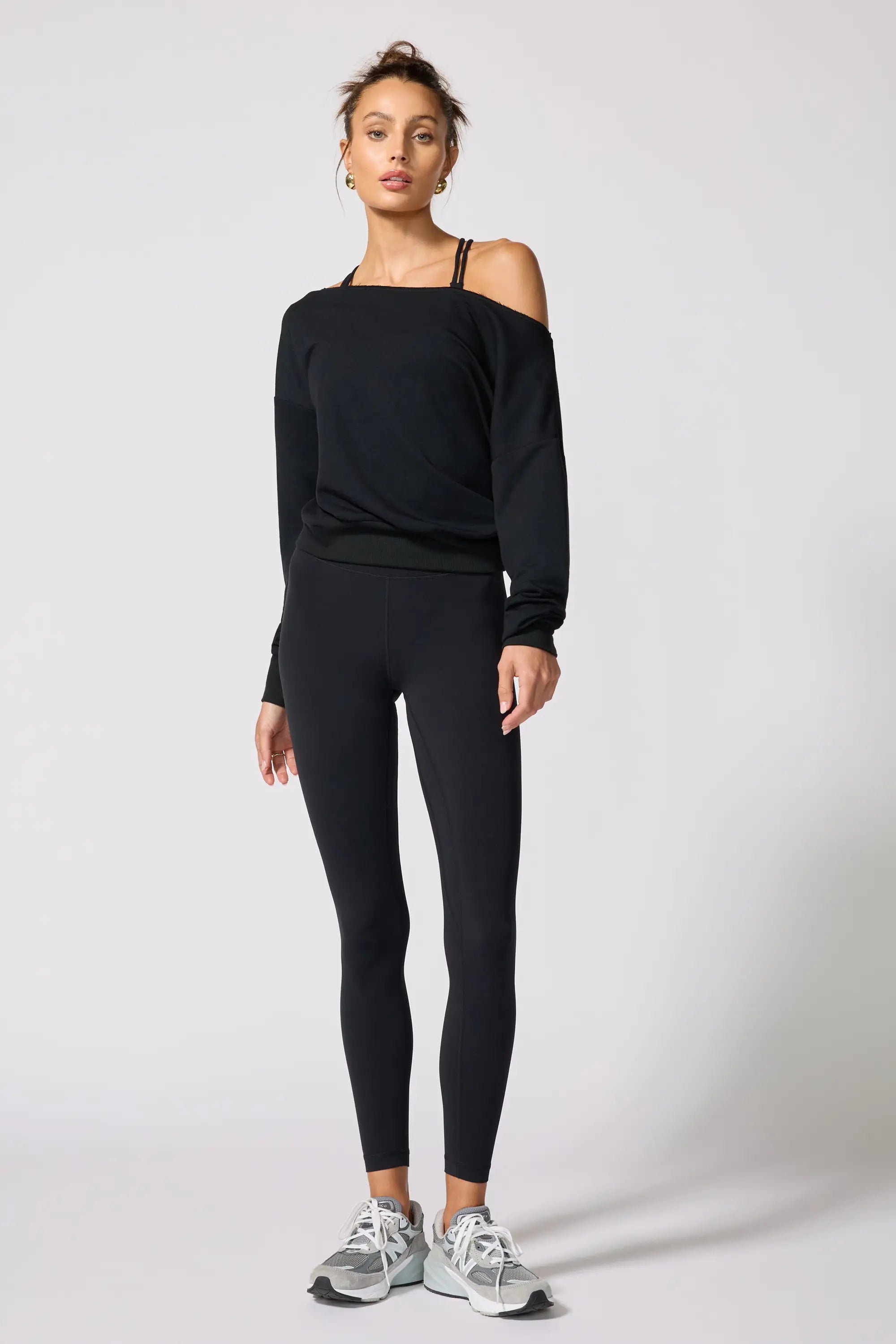 Cozy Fleece Flashdance Sweatshirt - Black