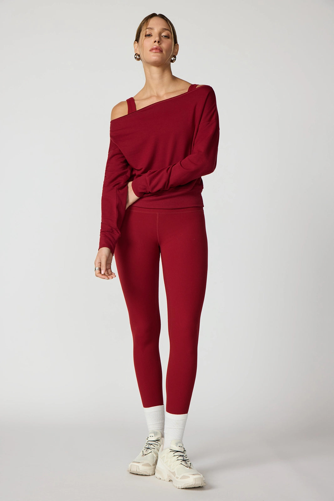 Cozy Fleece Flashdance Sweatshirt - Merlot